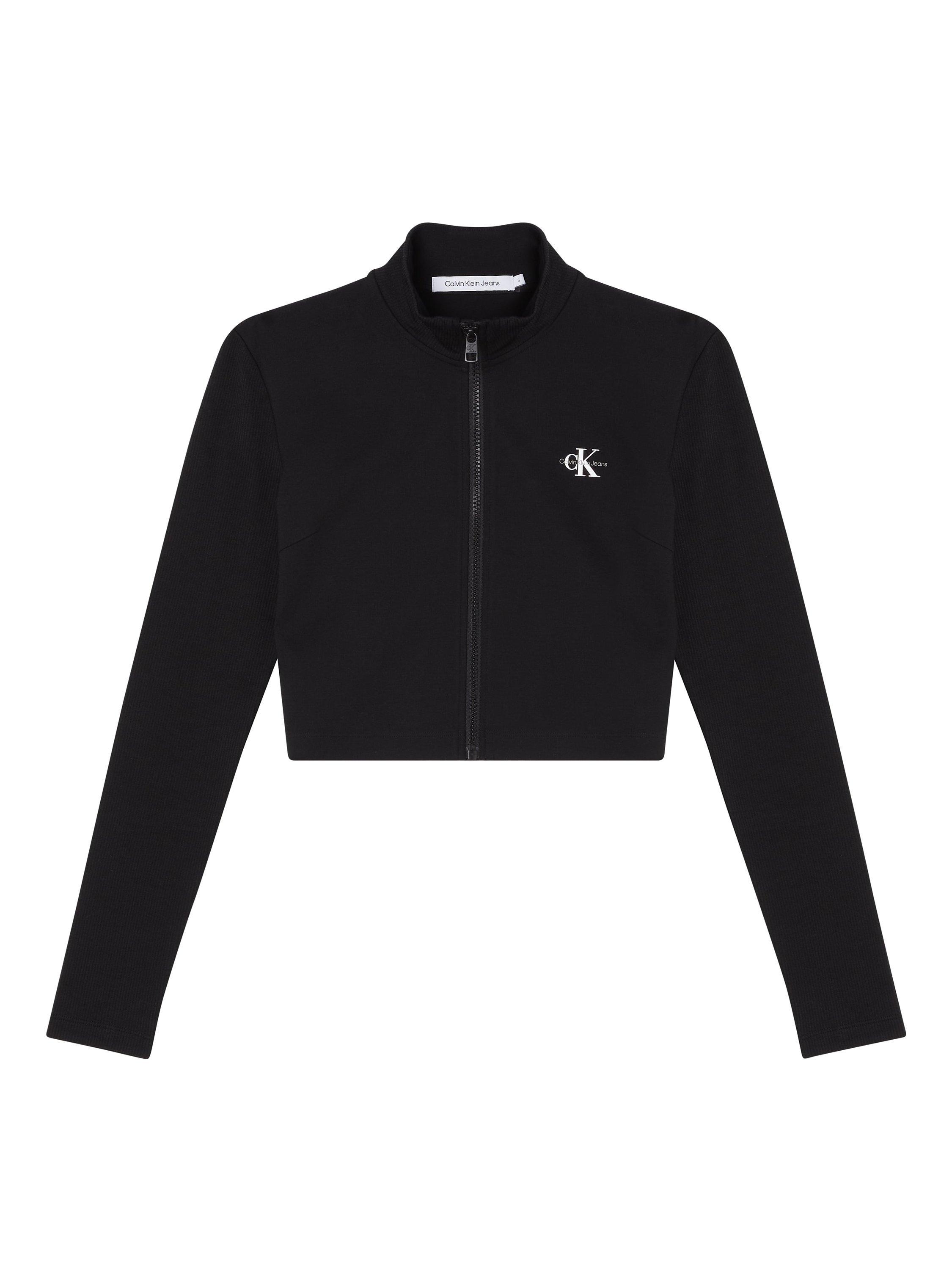 Product image 1 of 2, which shows Calvin Klein Milano Zip Cropped Jumper, Black, XS