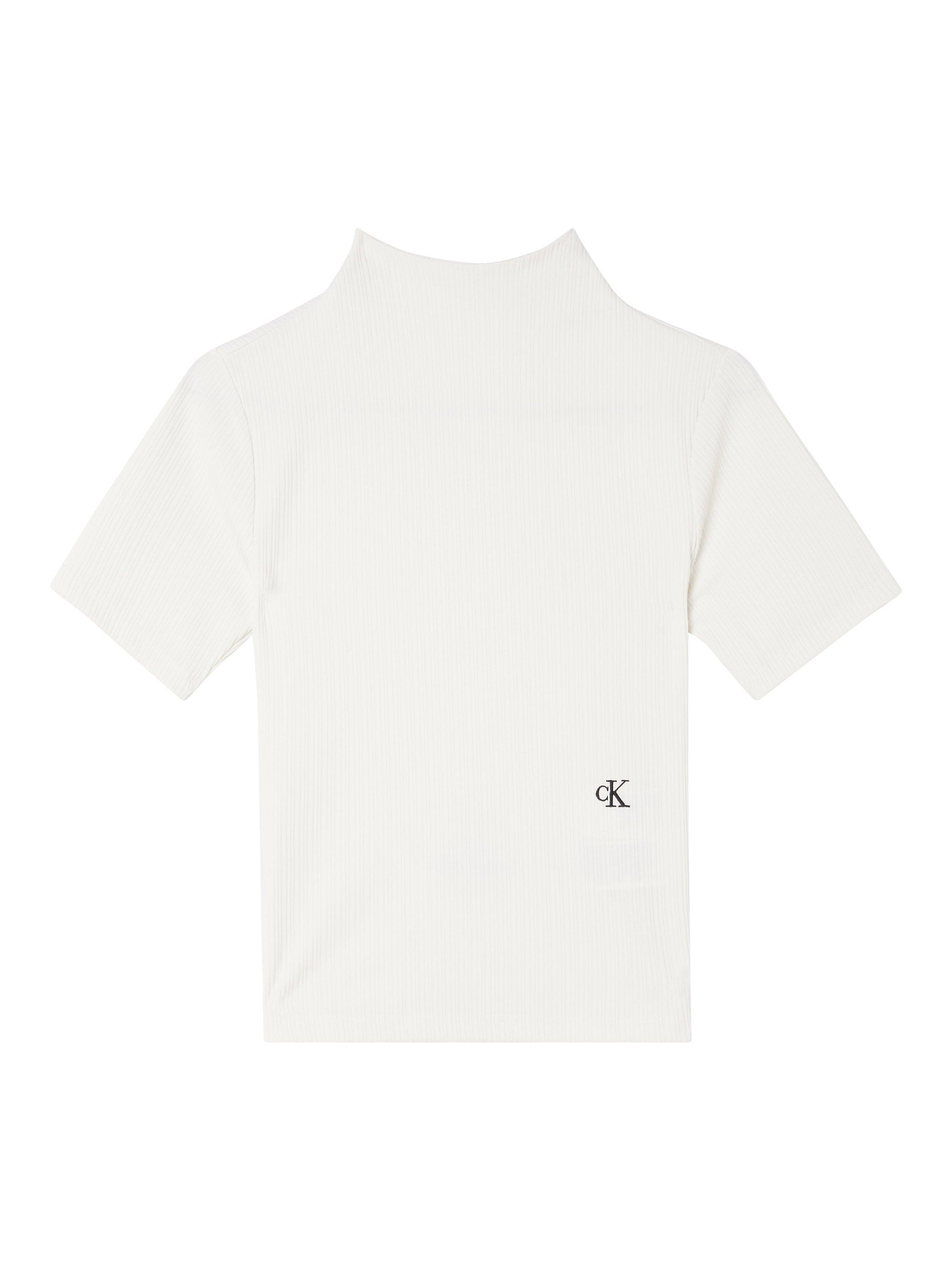 Product image 1 of 1, which shows Calvin Klein Shiny High Neck Top, Ivory, XS