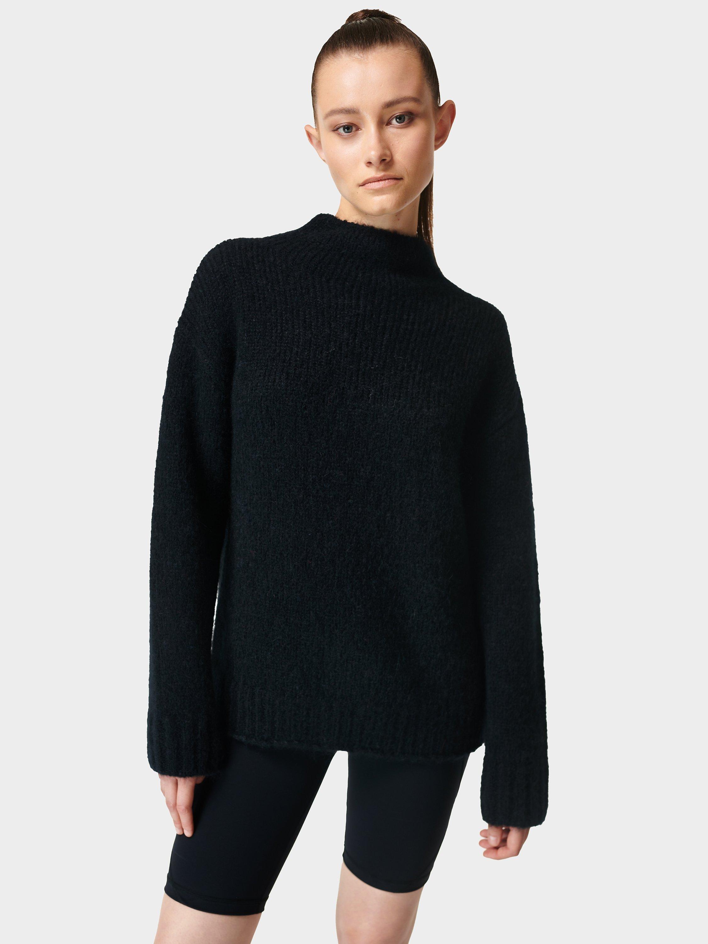Sweaty Betty Brushed Boucle Funnel Neck Sweater, Night Black
