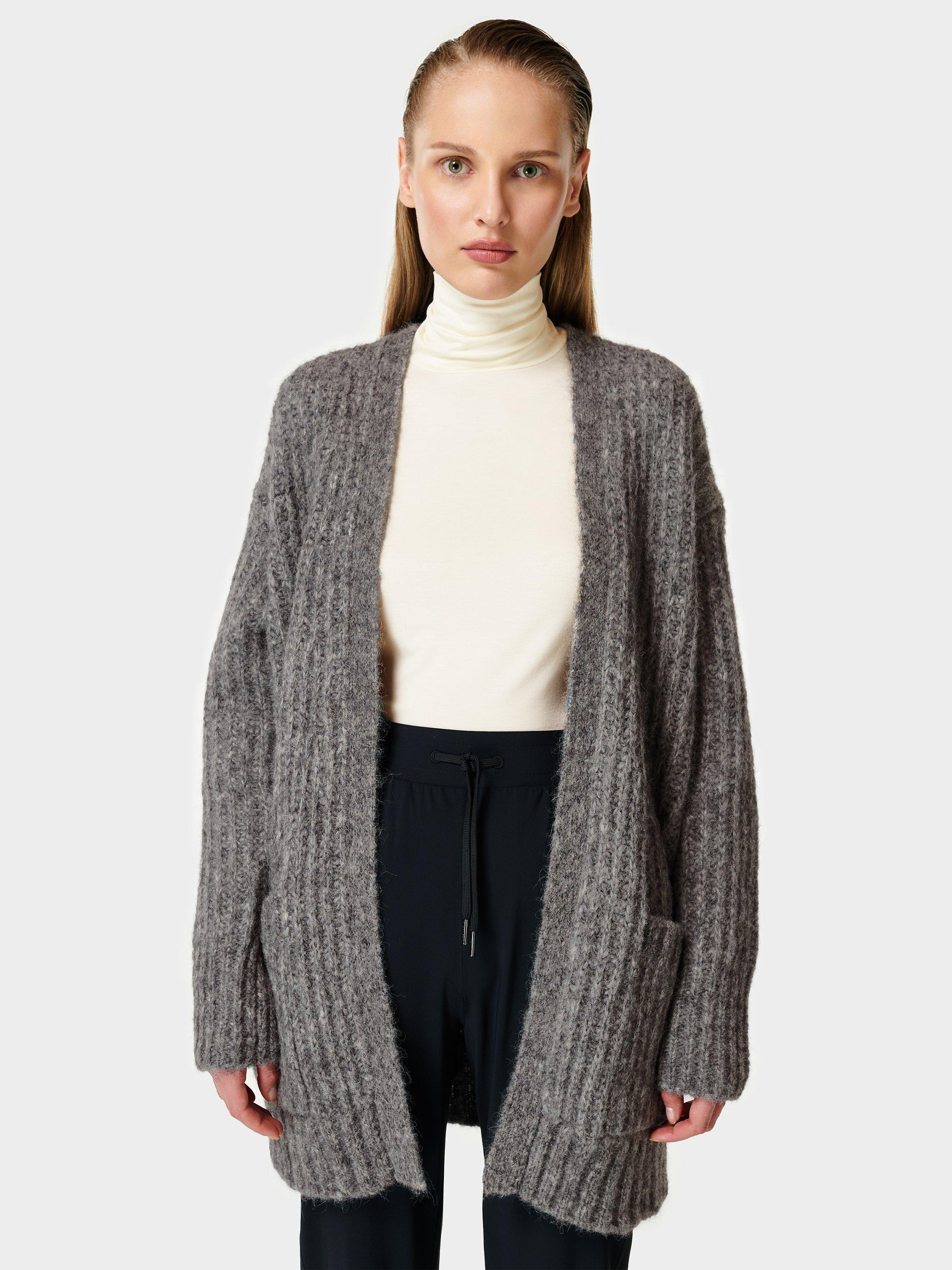 Sweaty Betty Brushed Boucle Cardigan, Pumice Grey