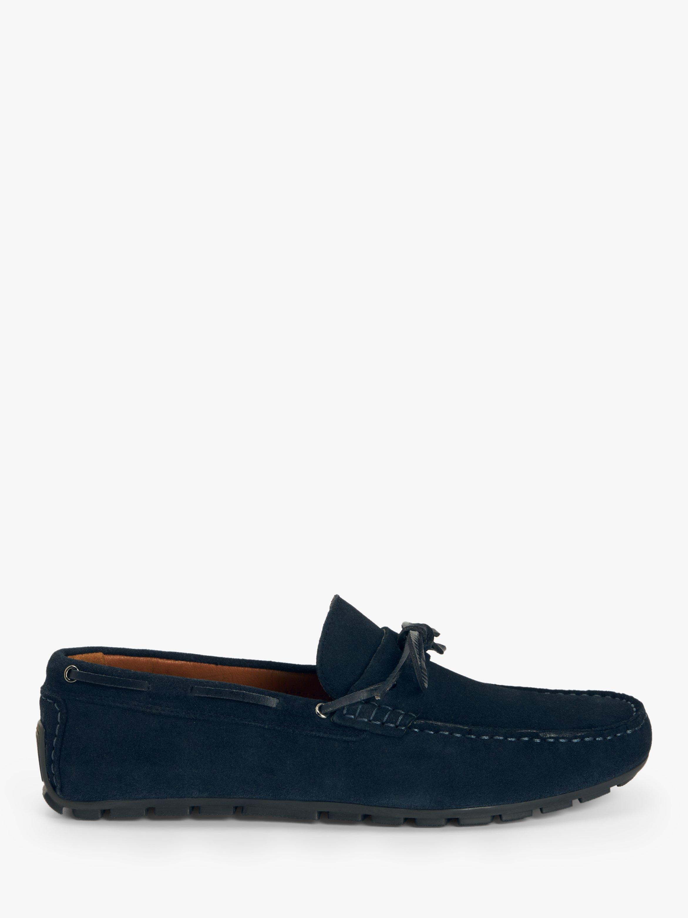 John Lewis Suede Lace Up Moccasins, Navy, 7