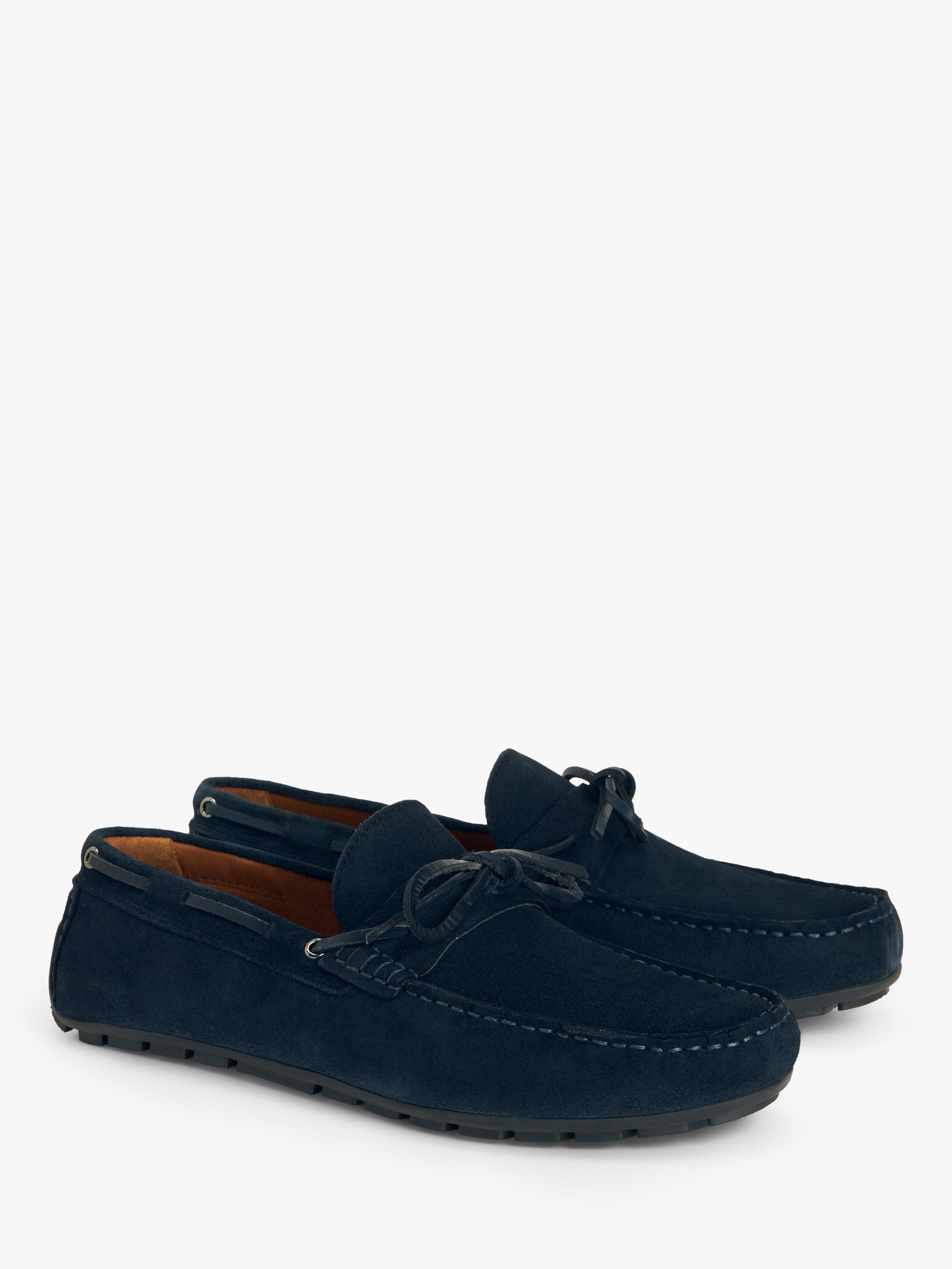 John Lewis Suede Lace Up Moccasins, Navy, 7