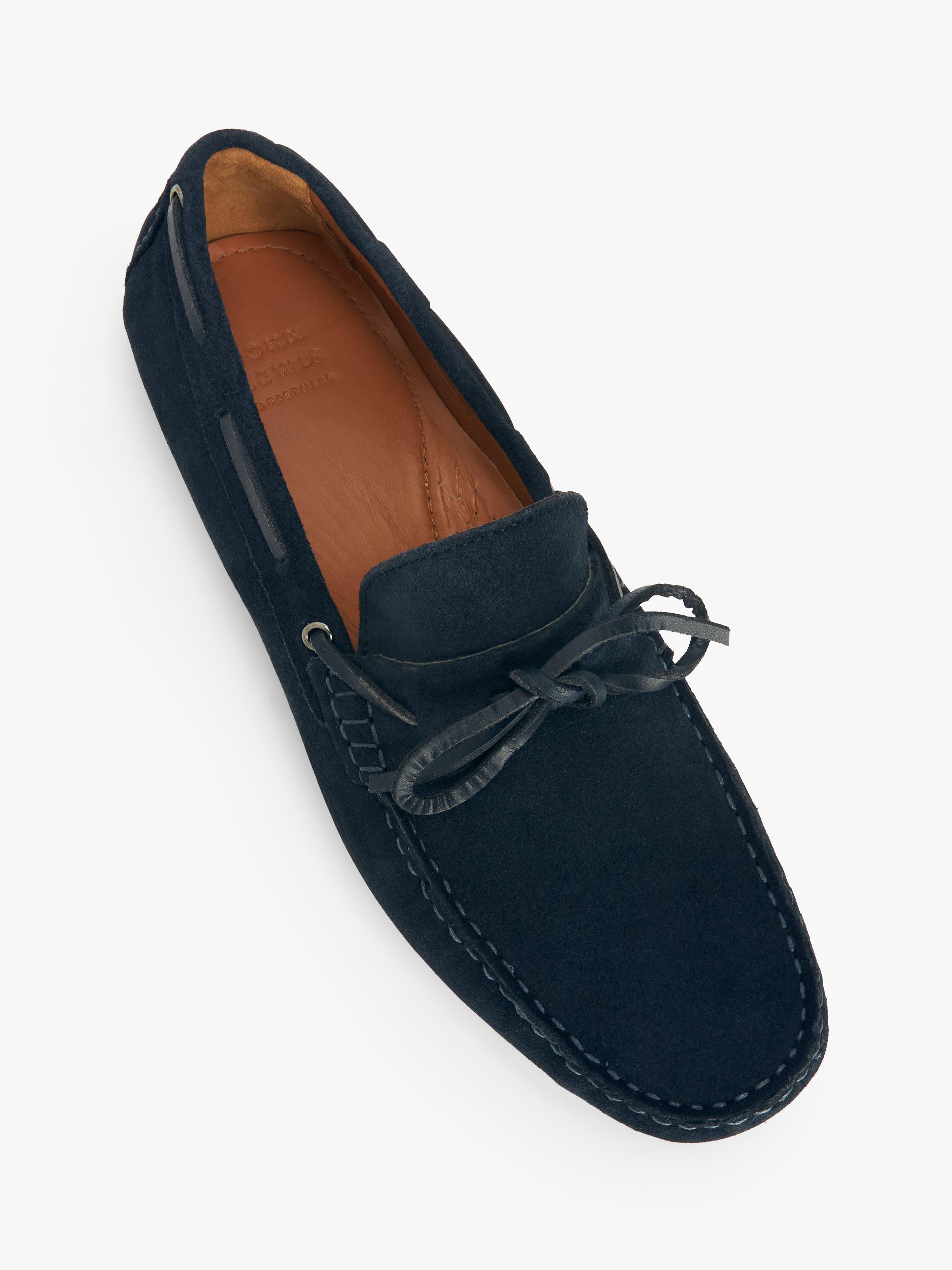 John Lewis Suede Lace Up Moccasins, Navy, 7