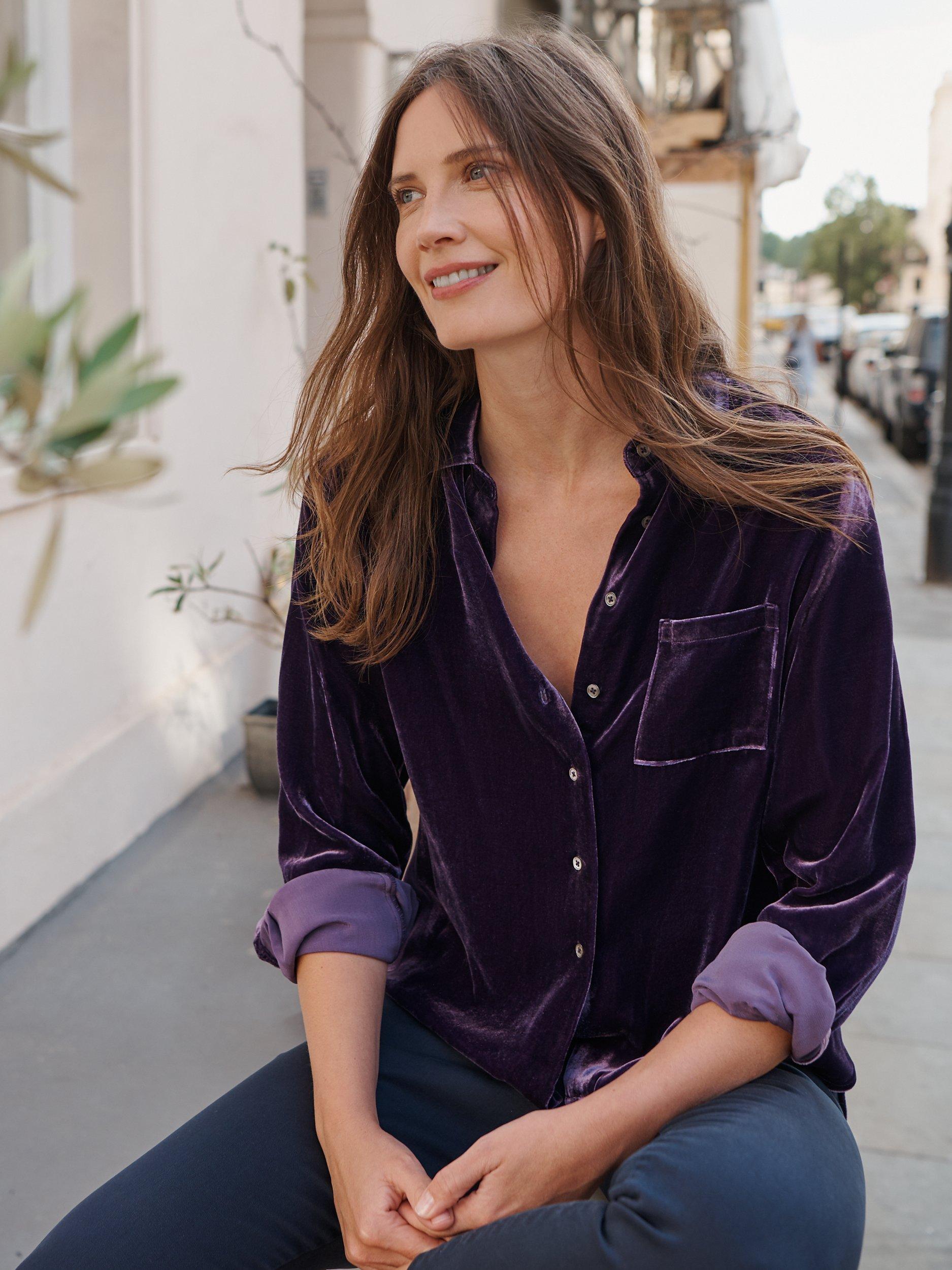 NRBY Patti Velvet Shirt, Blackberry, M