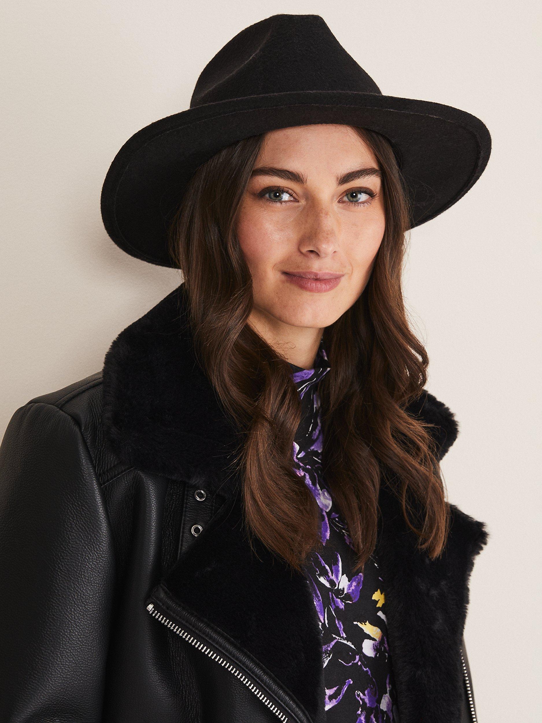 Phase Eight Fedora Hat, Black