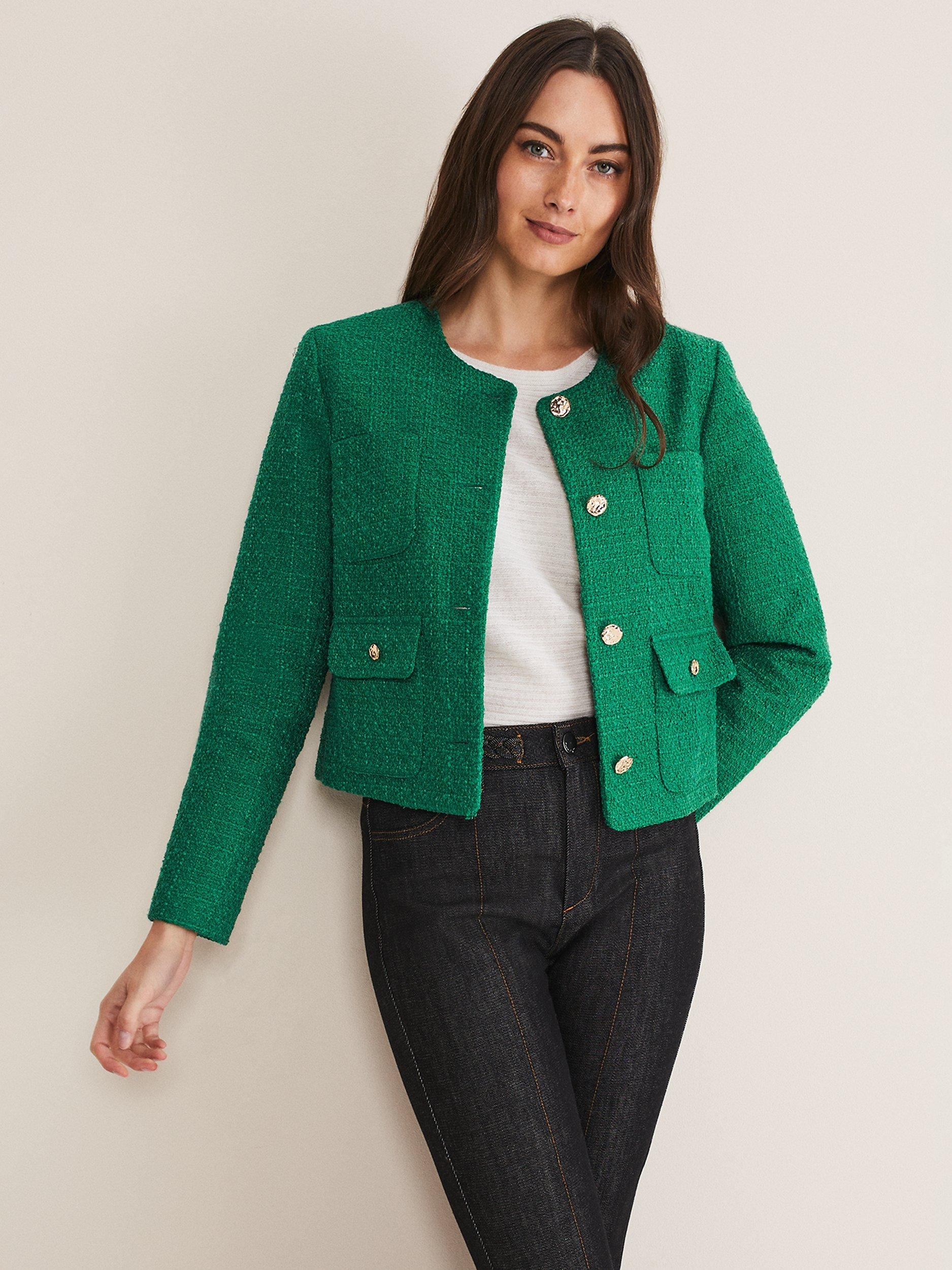 Phase Eight Ripley Tweed Jacket, Green