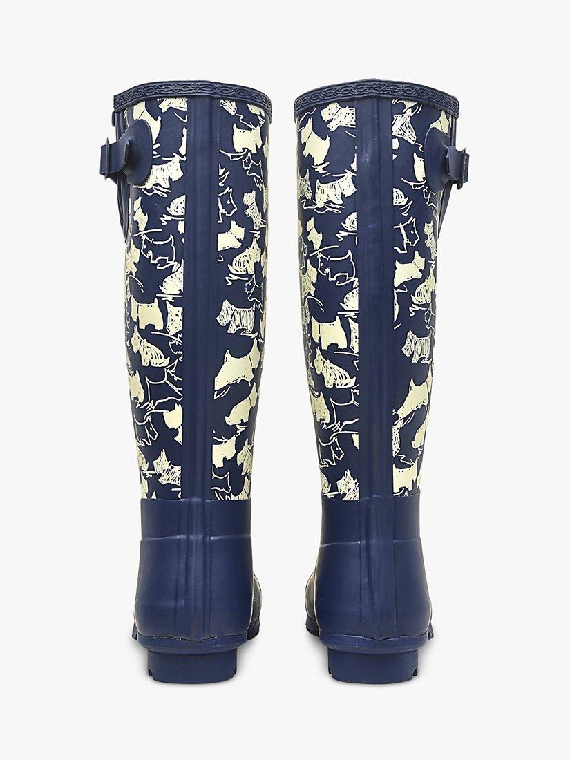 Product image 3 of 4, which shows Radley Alba Printed Tall Wellington Boots, Navy, 3