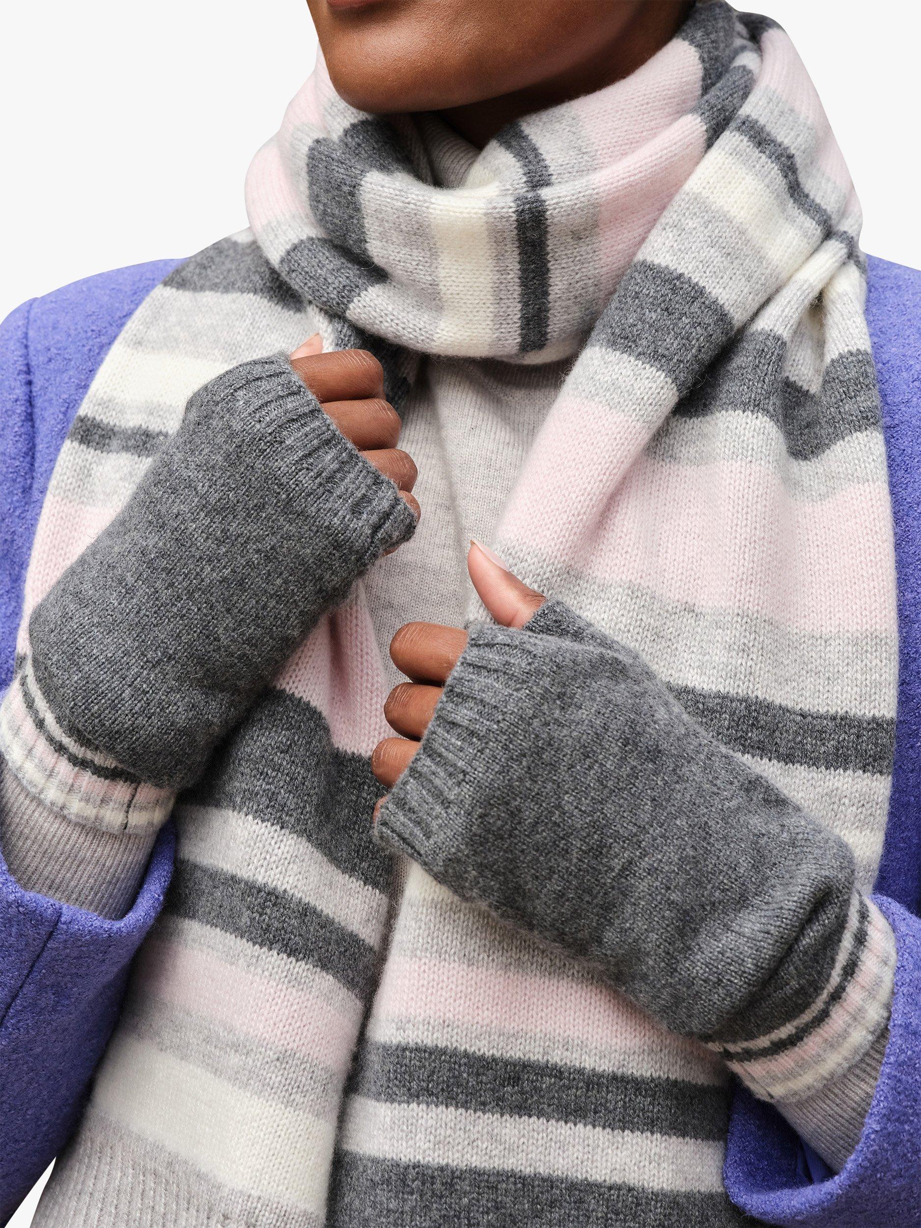 Product image 1 of 1, which shows Pure Collection Blush Cashmere Fingerless Mittens, Lush Grey, One Size
