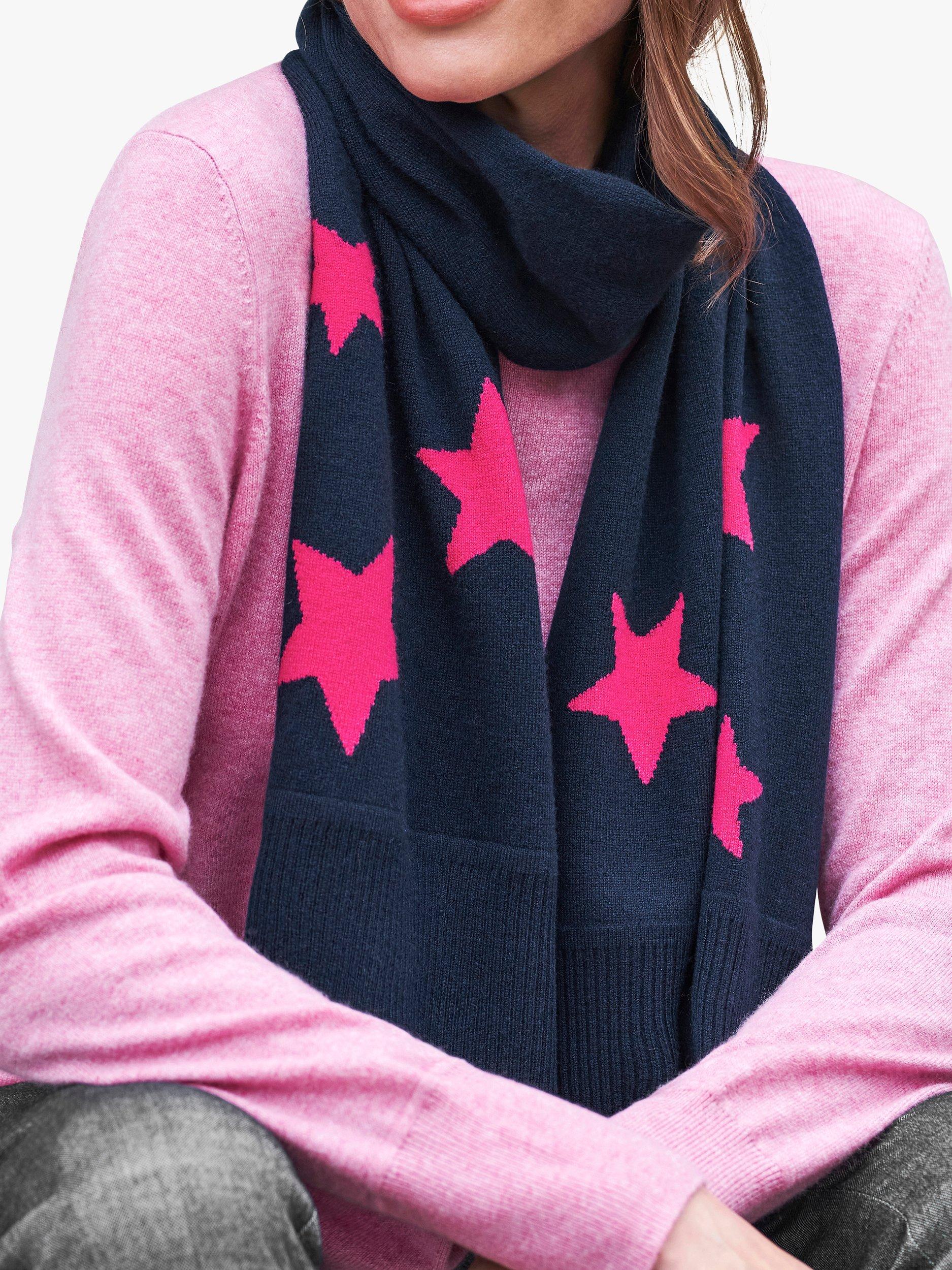 Product image 1 of 1, which shows Pure Collection Cashmere Star Scarf, Navy