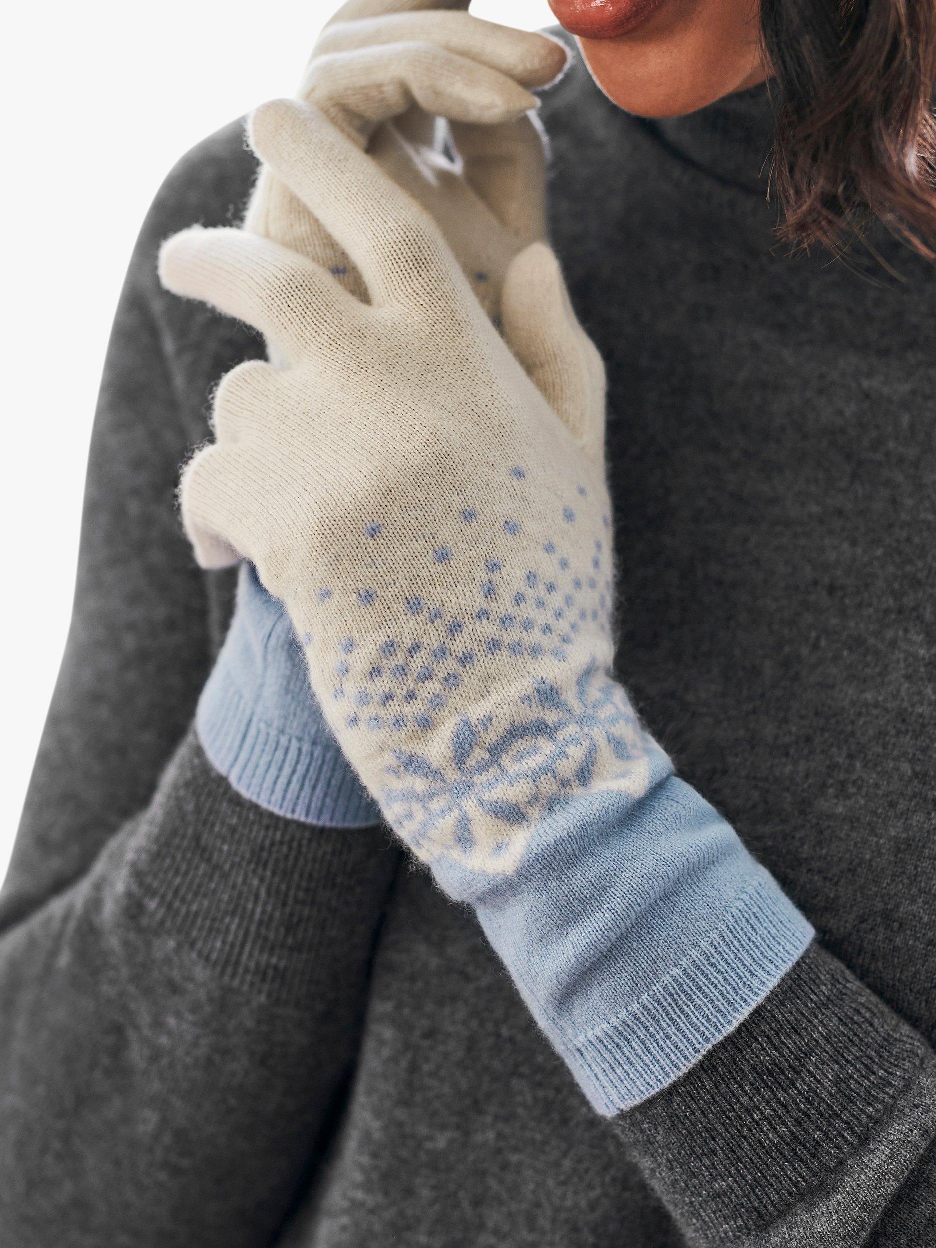 Product image 1 of 1, which shows Pure Collection Fairisle Cashmere Gloves, Blue, One Size