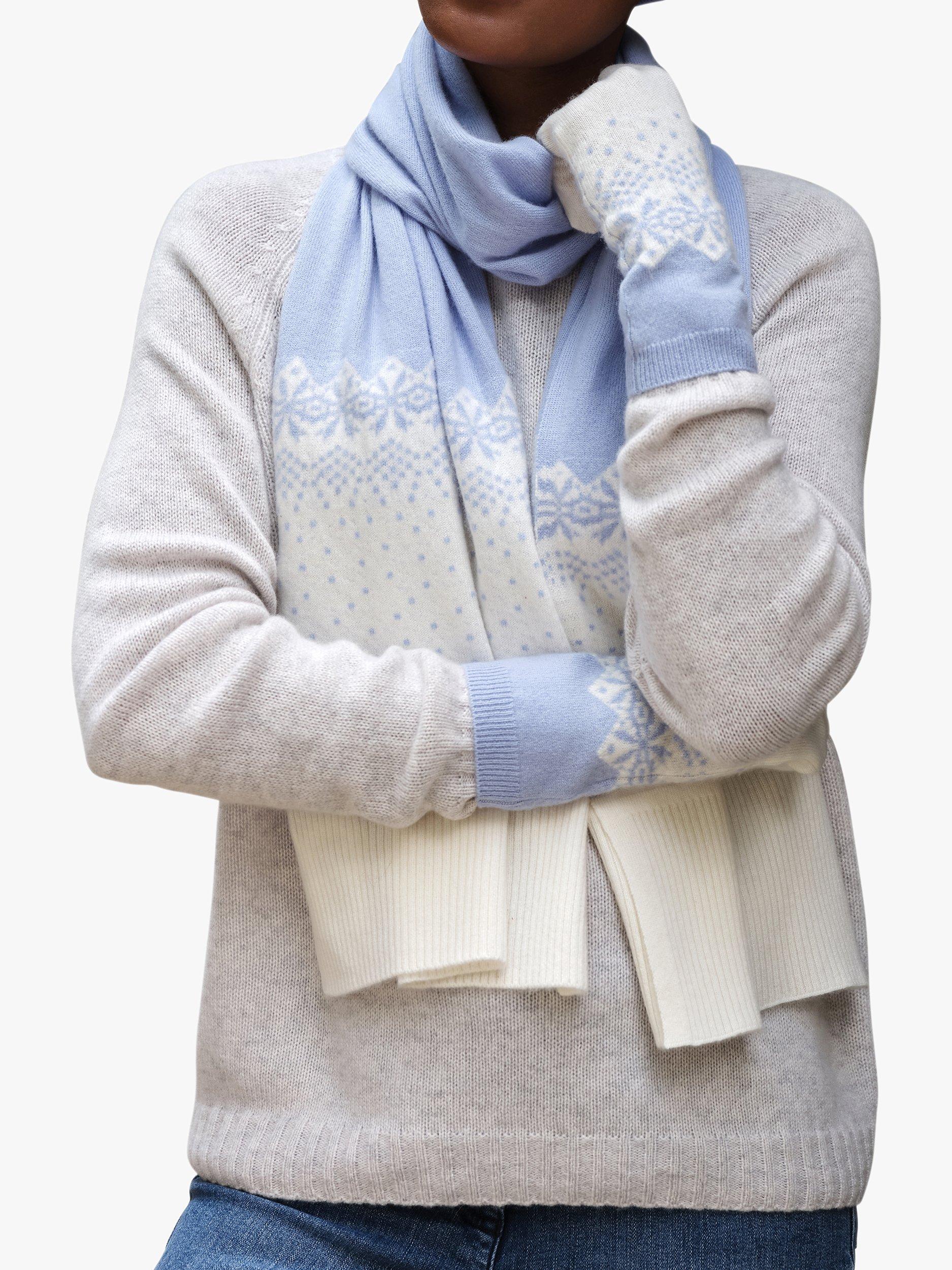 Product image 1 of 1, which shows Pure Collection Fairisle Cashmere Scarf, Blue