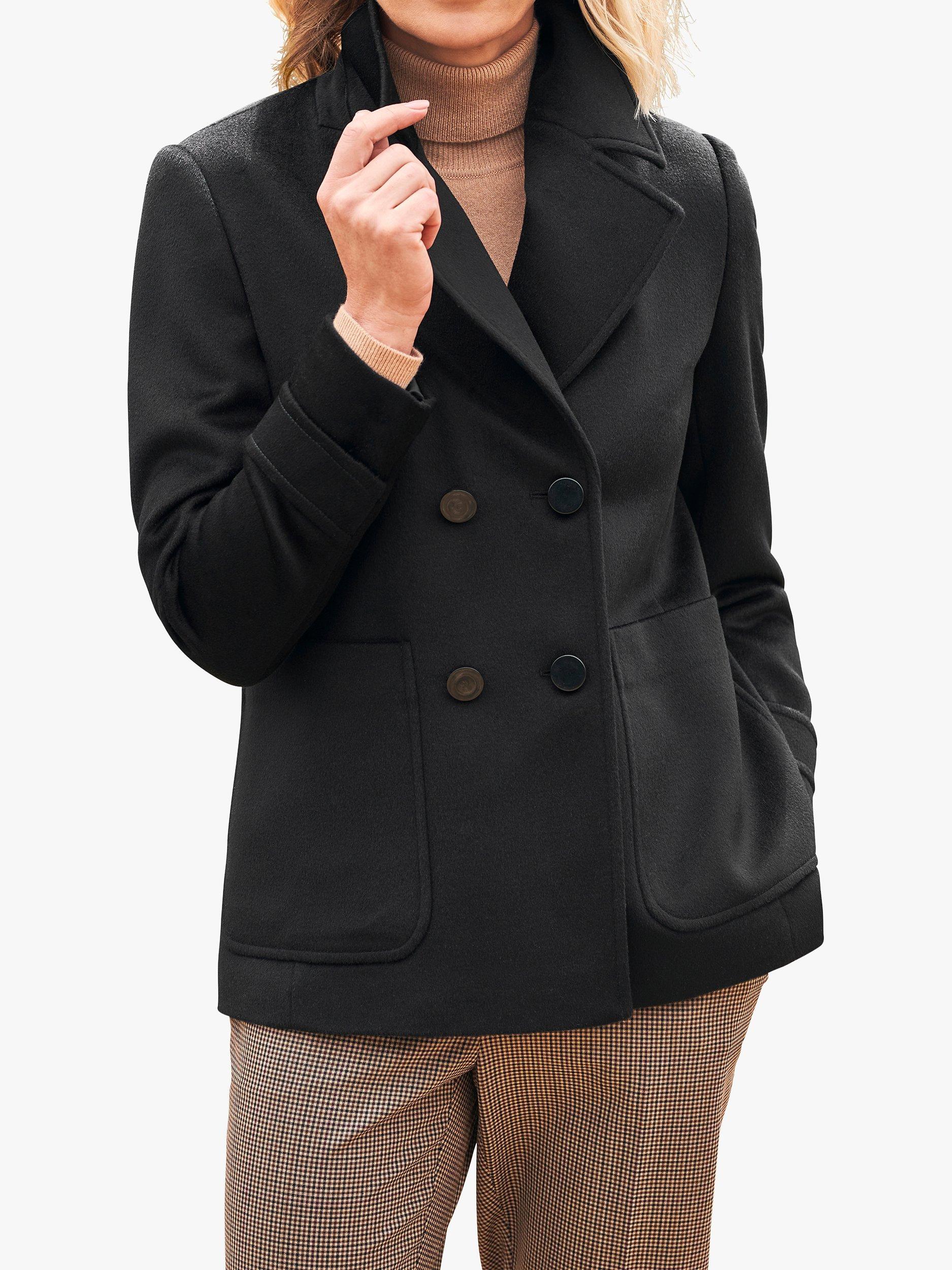 Pure Collection Wool Pea Coat Black