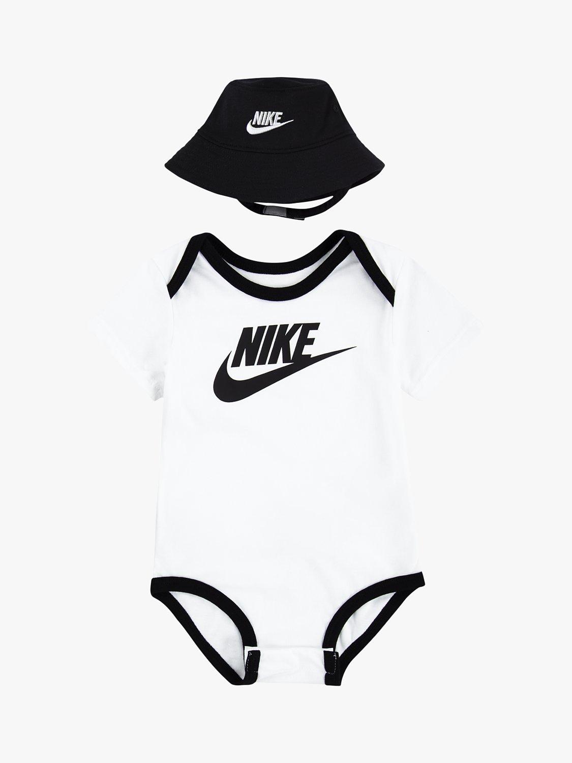 Nike Baby Bucket Hat & Bodysuit Set, White
