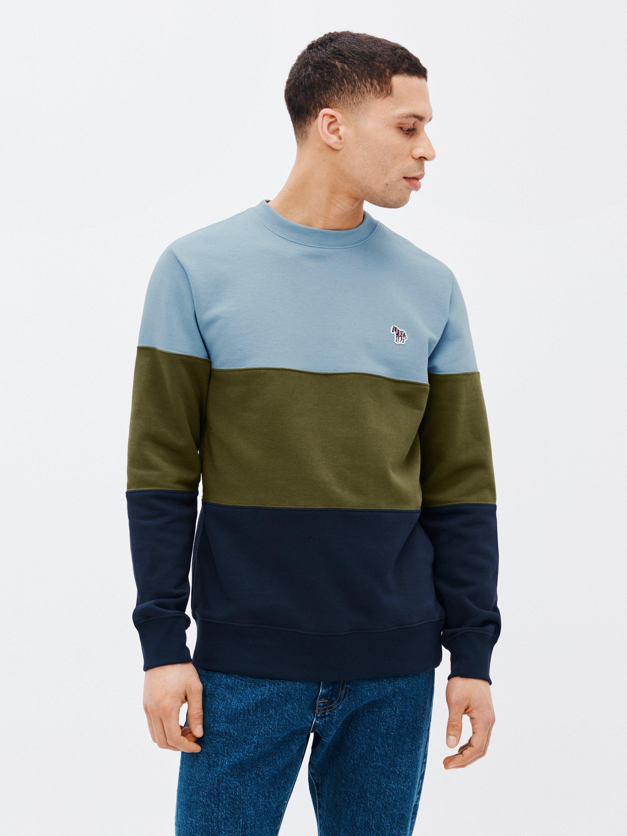 PS Paul Smith Organic Cotton Colour Block Sweatshirt, Blues