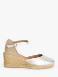 John Lewis Lloret Leather Espadrille Sandals, Silver