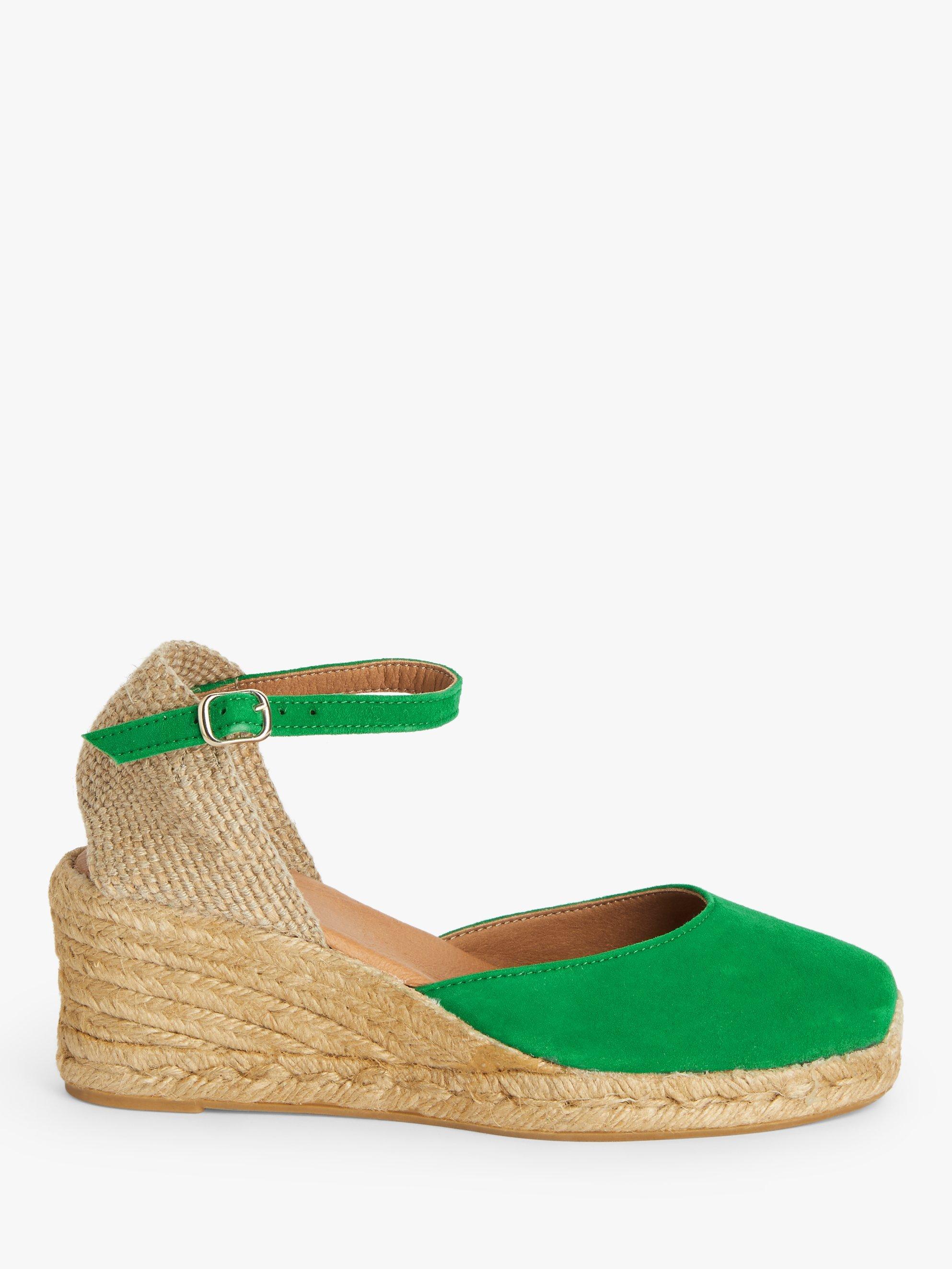John Lewis Lloret Suede Espadrille Sandals, Emerald, 4