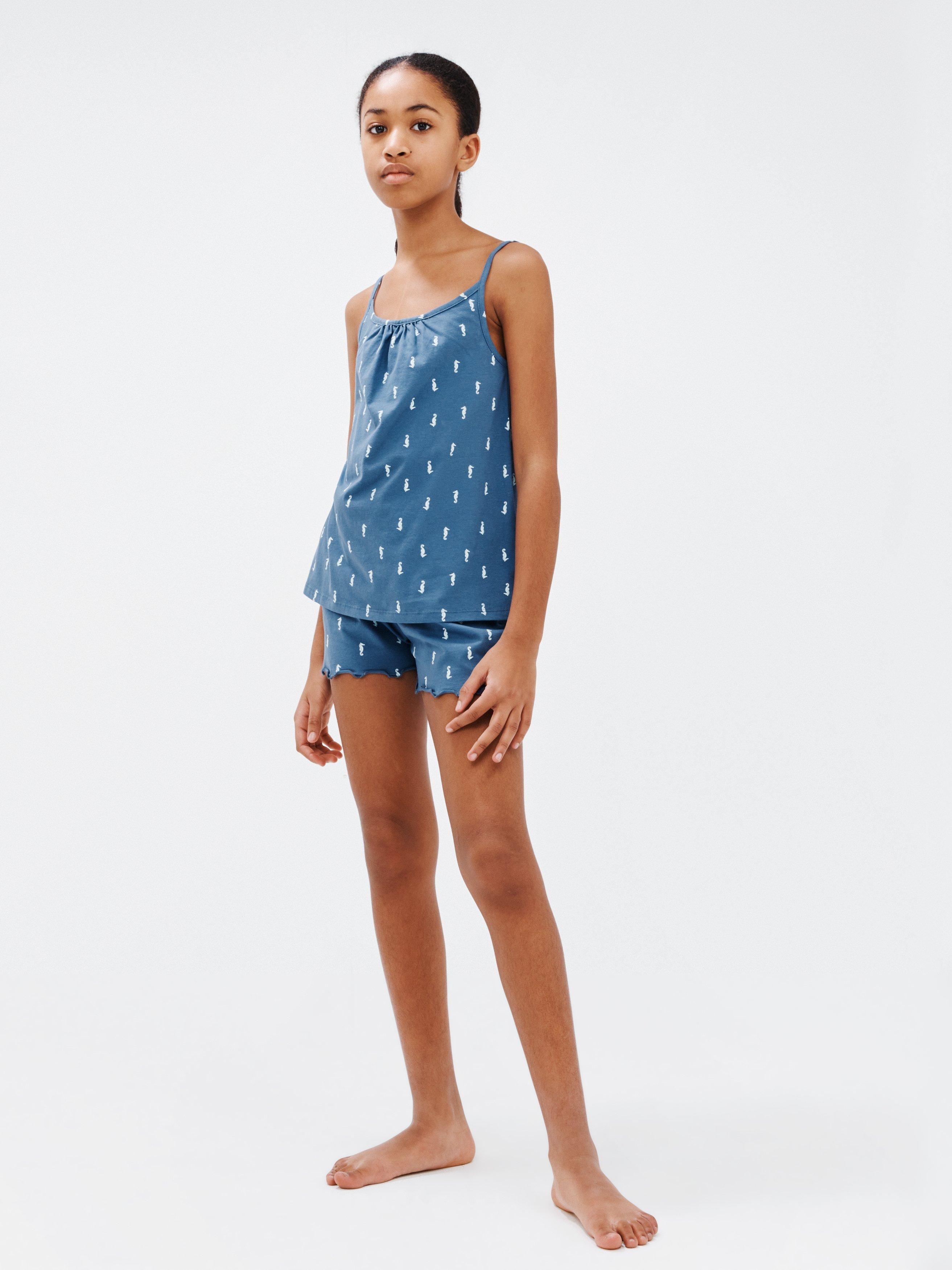 John Lewis Kids' Seahorse Swing Short Pyjamas, Navy Blue