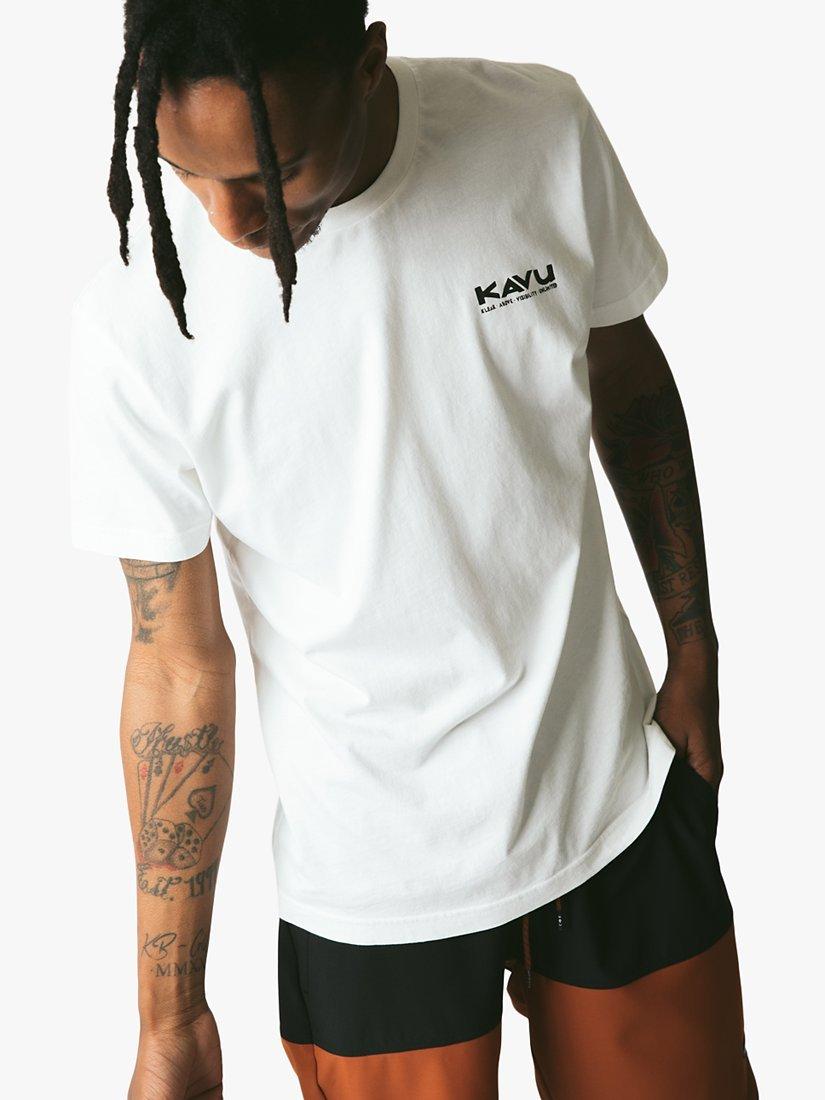 Product image 1 of 2, which shows KAVU Klear Above Etch Art Cotton Logo T-Shirt, Off White, S