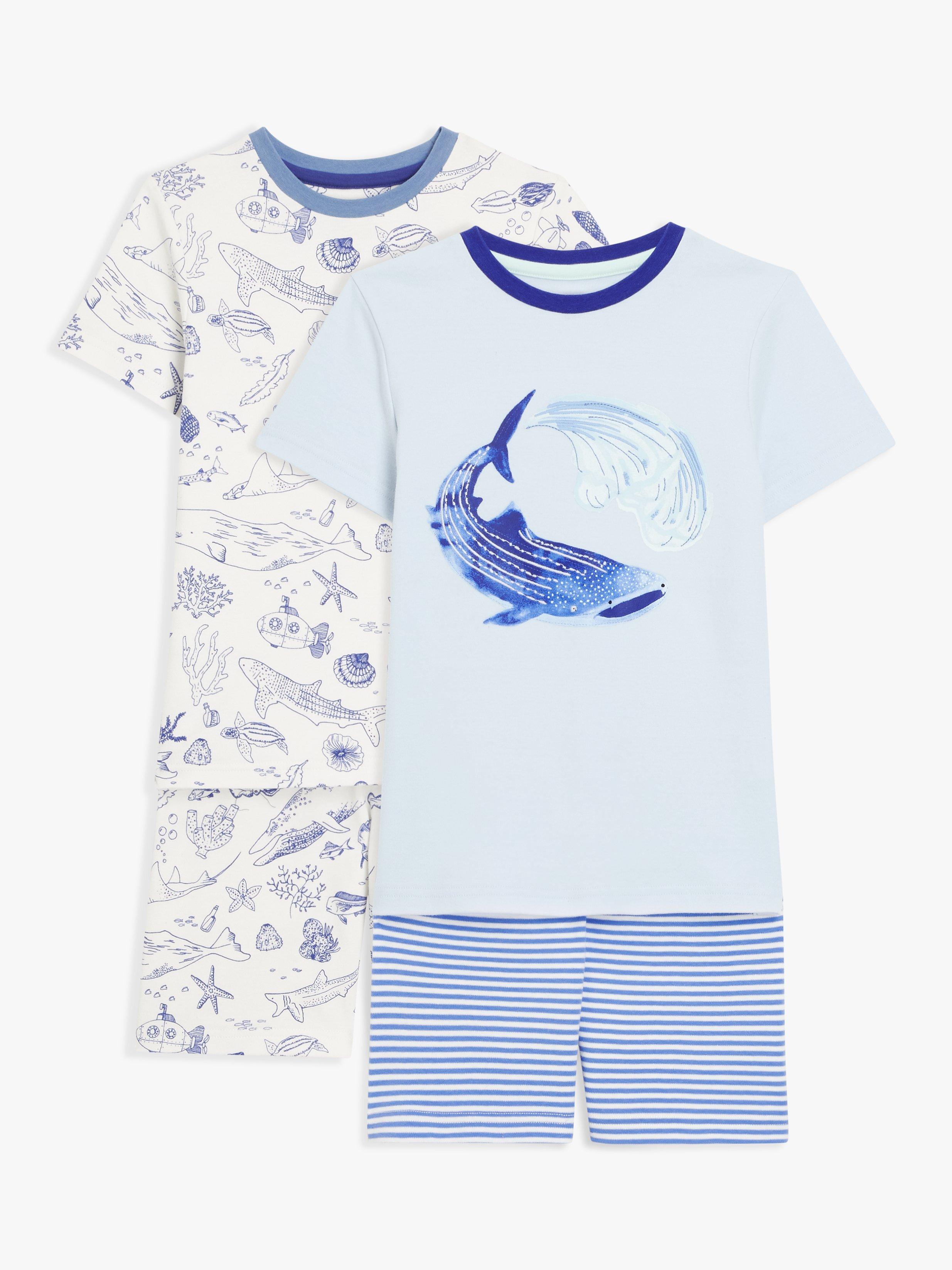 John Lewis Kids' Whale Shorts Pyjama Set, Pack of 2, Multi