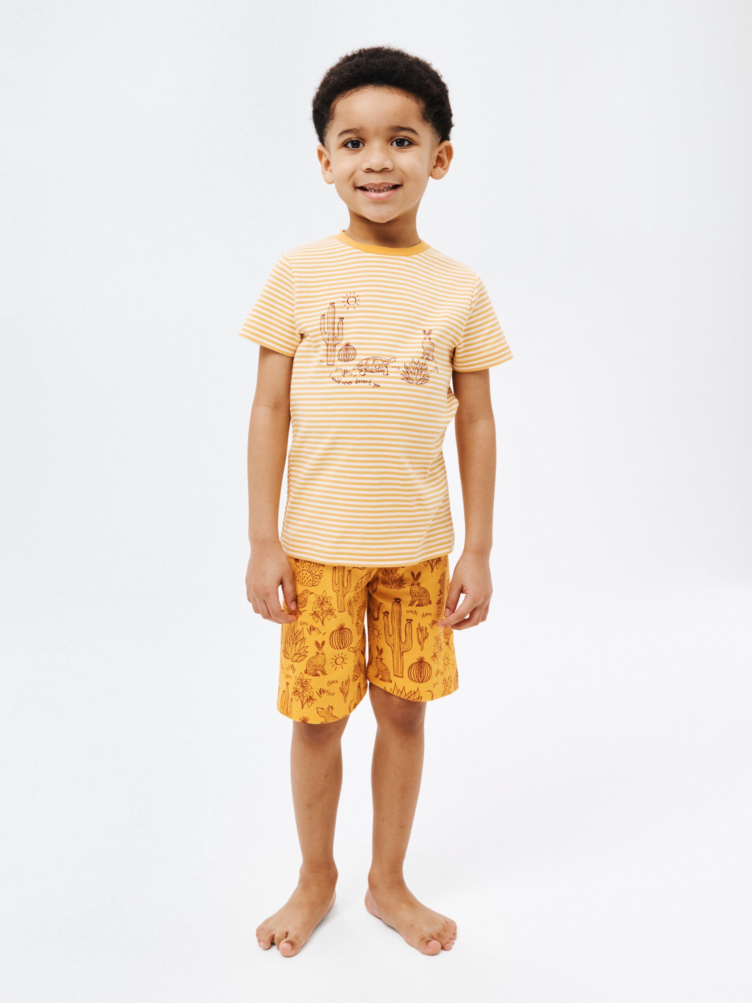 John Lewis Kids' Desert Top & Shorts Pyjama Set, Orange