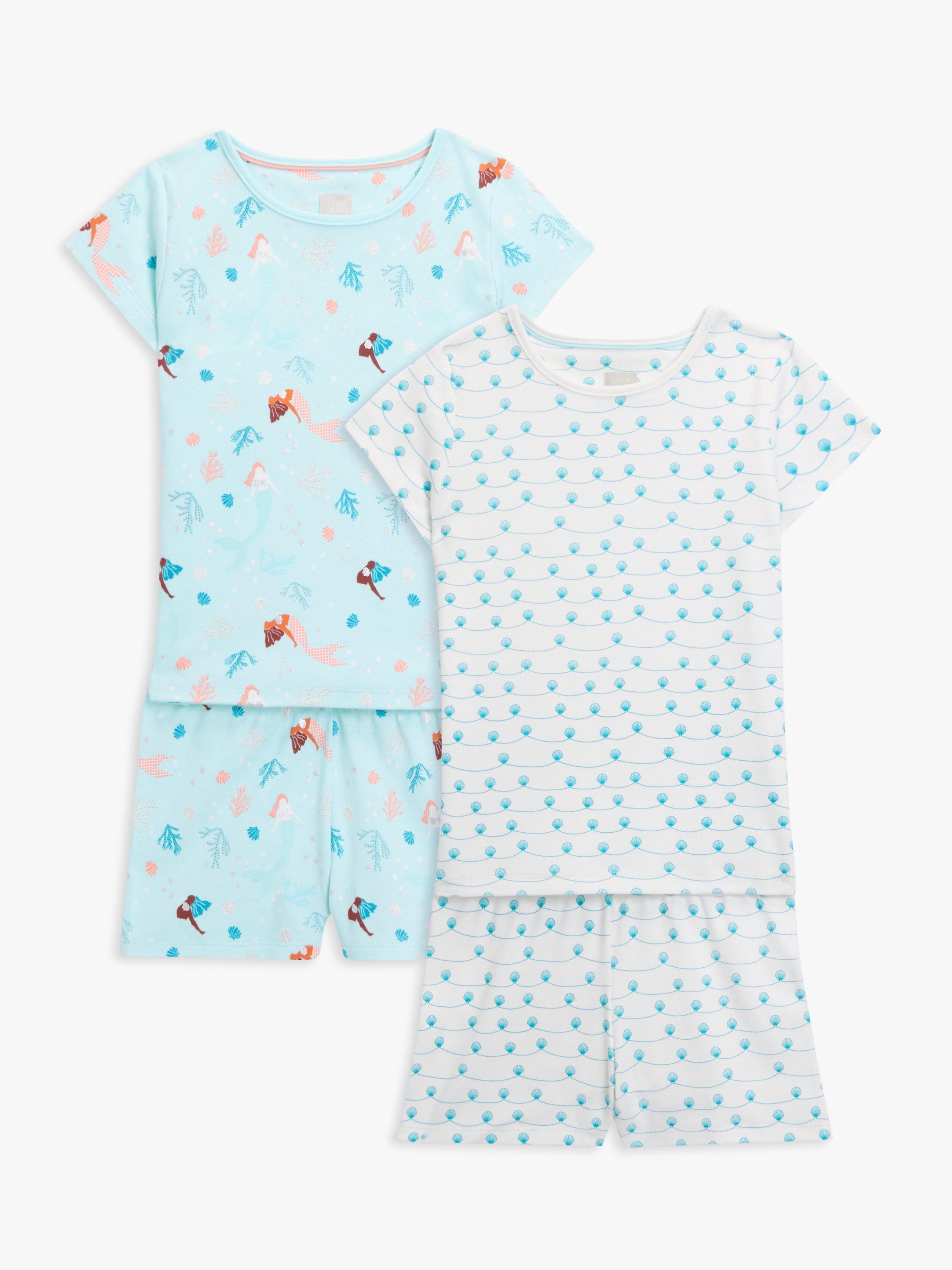John Lewis Kids' Mermaid Print Pyjamas, Pack of 2, Blue