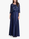 Gina Bacconi Freda Satin Sequin Maxi Dress, Navy