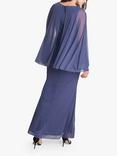 Gina Bacconi Estefany V-Neck Cape Maxi Dress, Violet