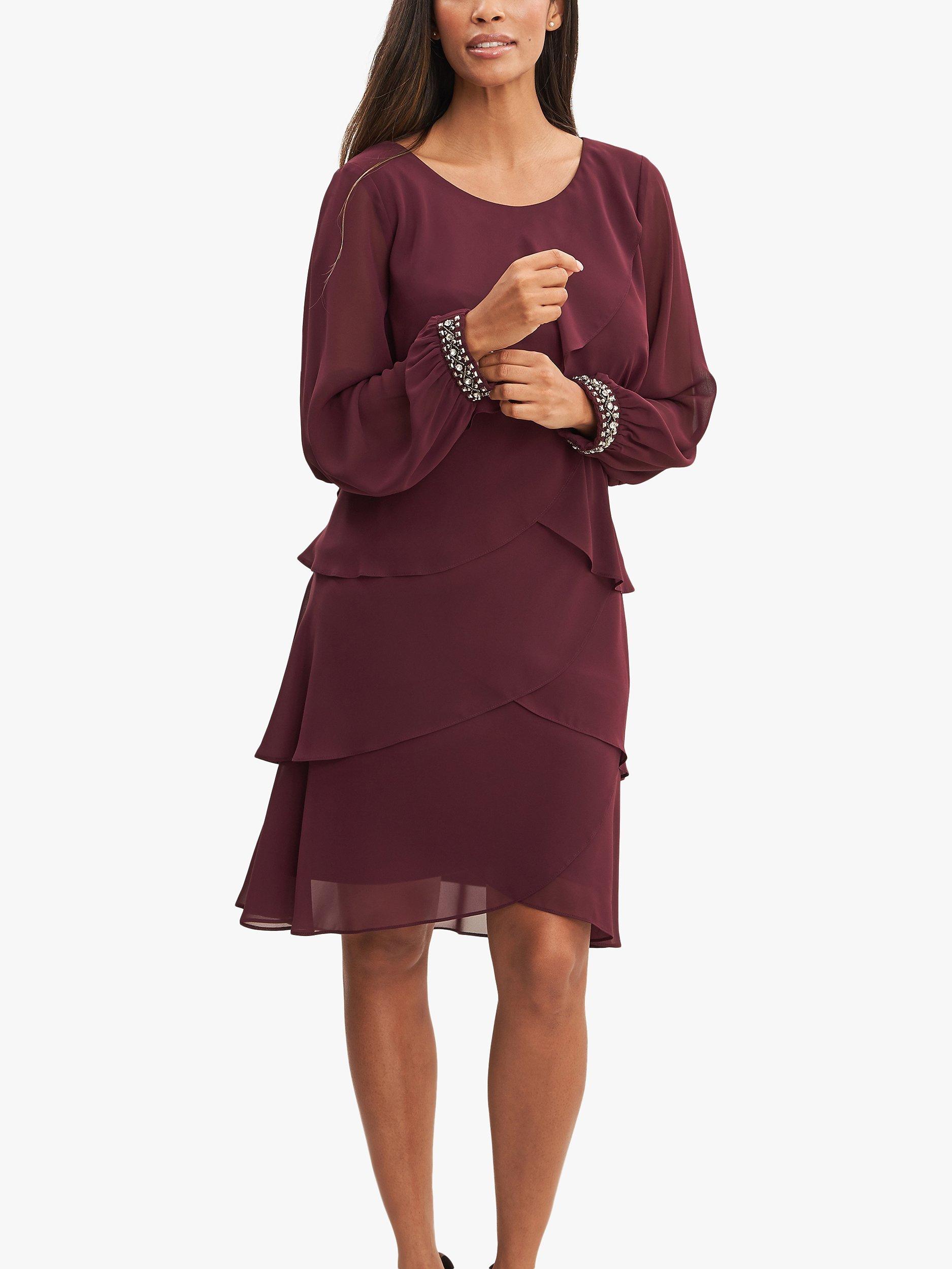 Product image 1 of 5, which shows Gina Bacconi Sakura Tiered Dress, Fig, 16