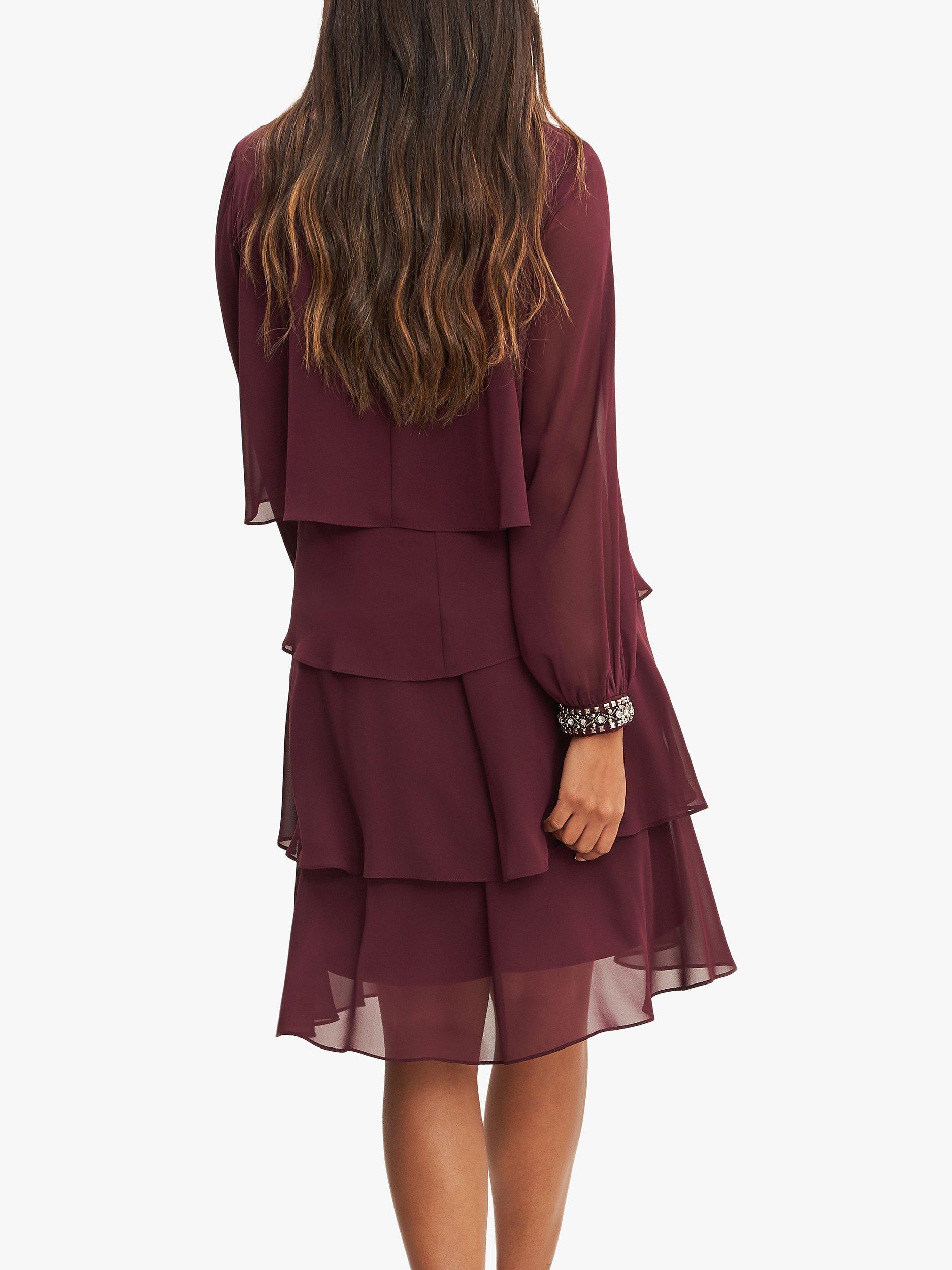 Product image 2 of 5, which shows Gina Bacconi Sakura Tiered Dress, Fig, 16