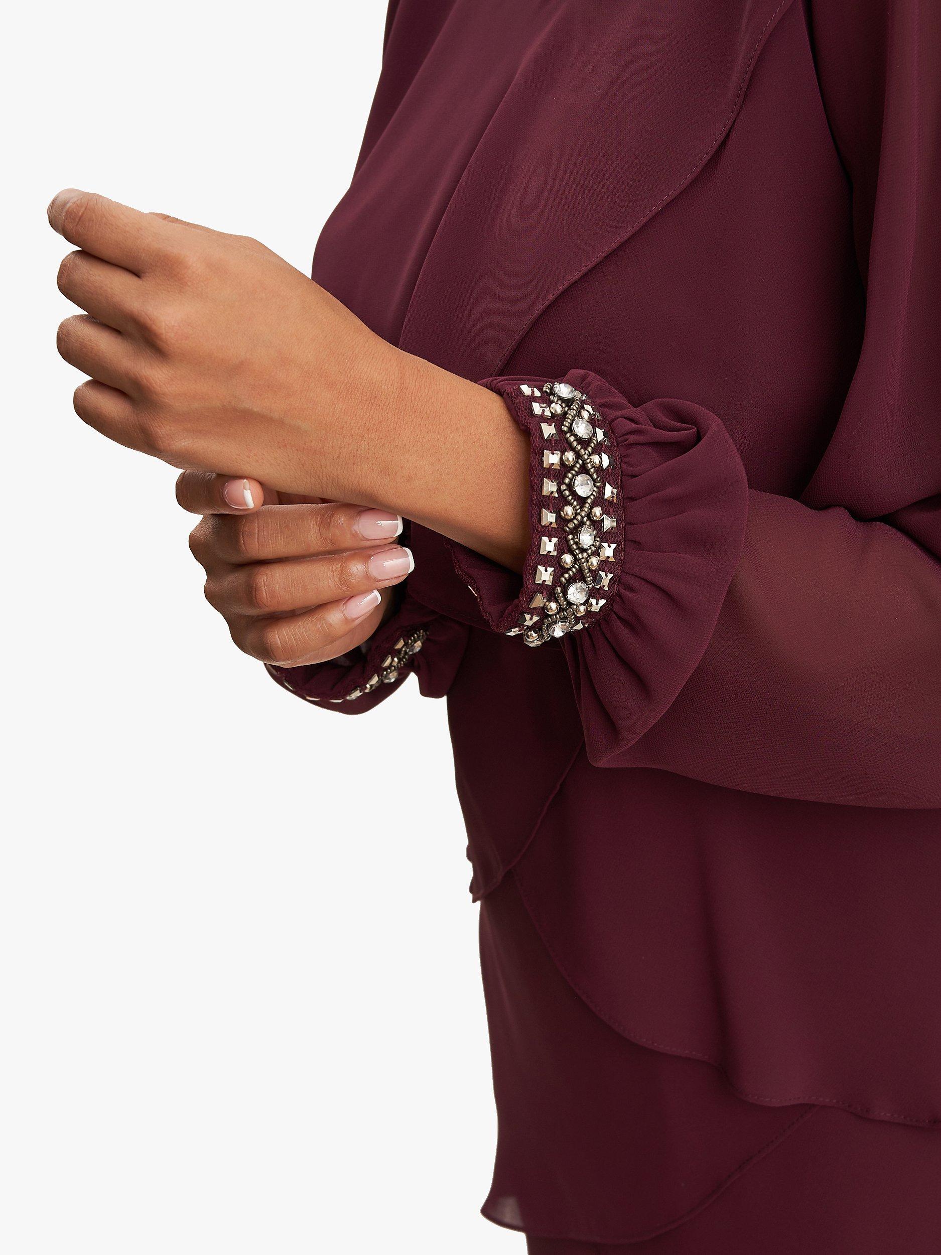 Product image 5 of 5, which shows Gina Bacconi Sakura Tiered Dress, Fig, 16