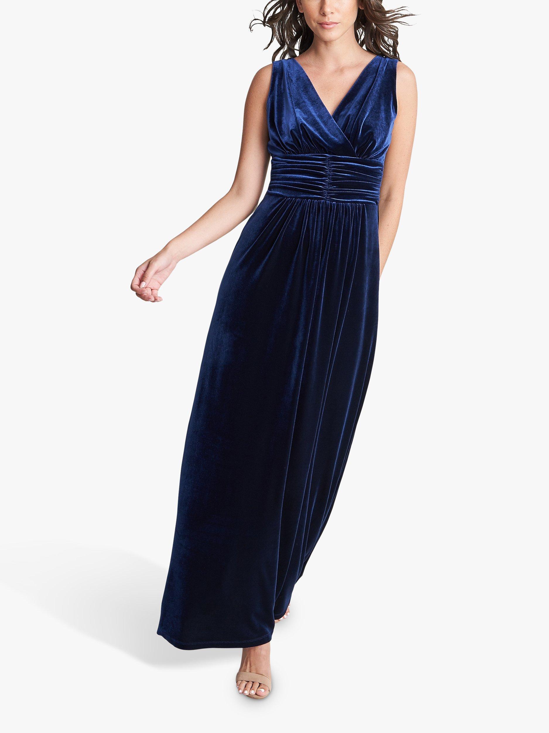 Product image 3 of 5, which shows Gina Bacconi Patricia Sleeveless Velvet Maxi Dress, Navy, 18