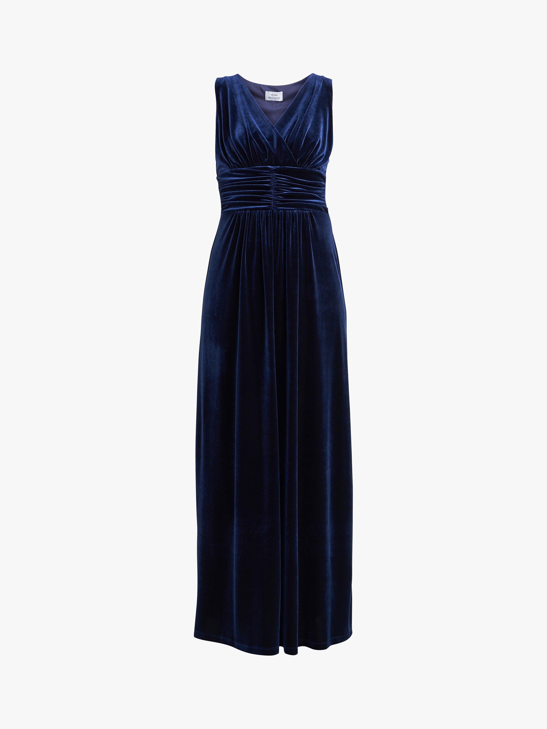 Gina Bacconi Patricia Sleeveless Velvet Maxi Dress, Navy