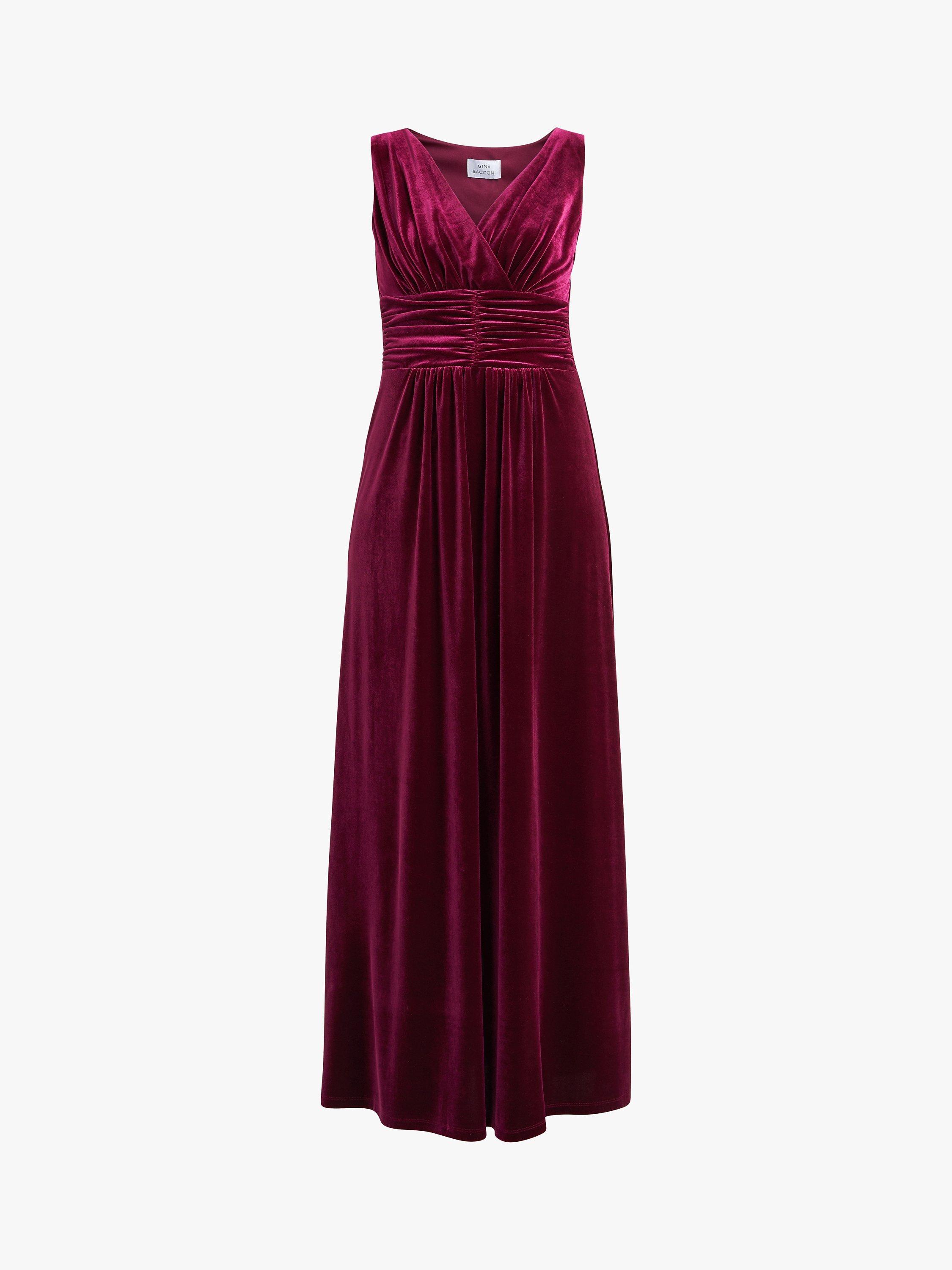 Product image 4 of 5, which shows Gina Bacconi Patricia Sleeveless Velvet Maxi Dress, Wine, 8