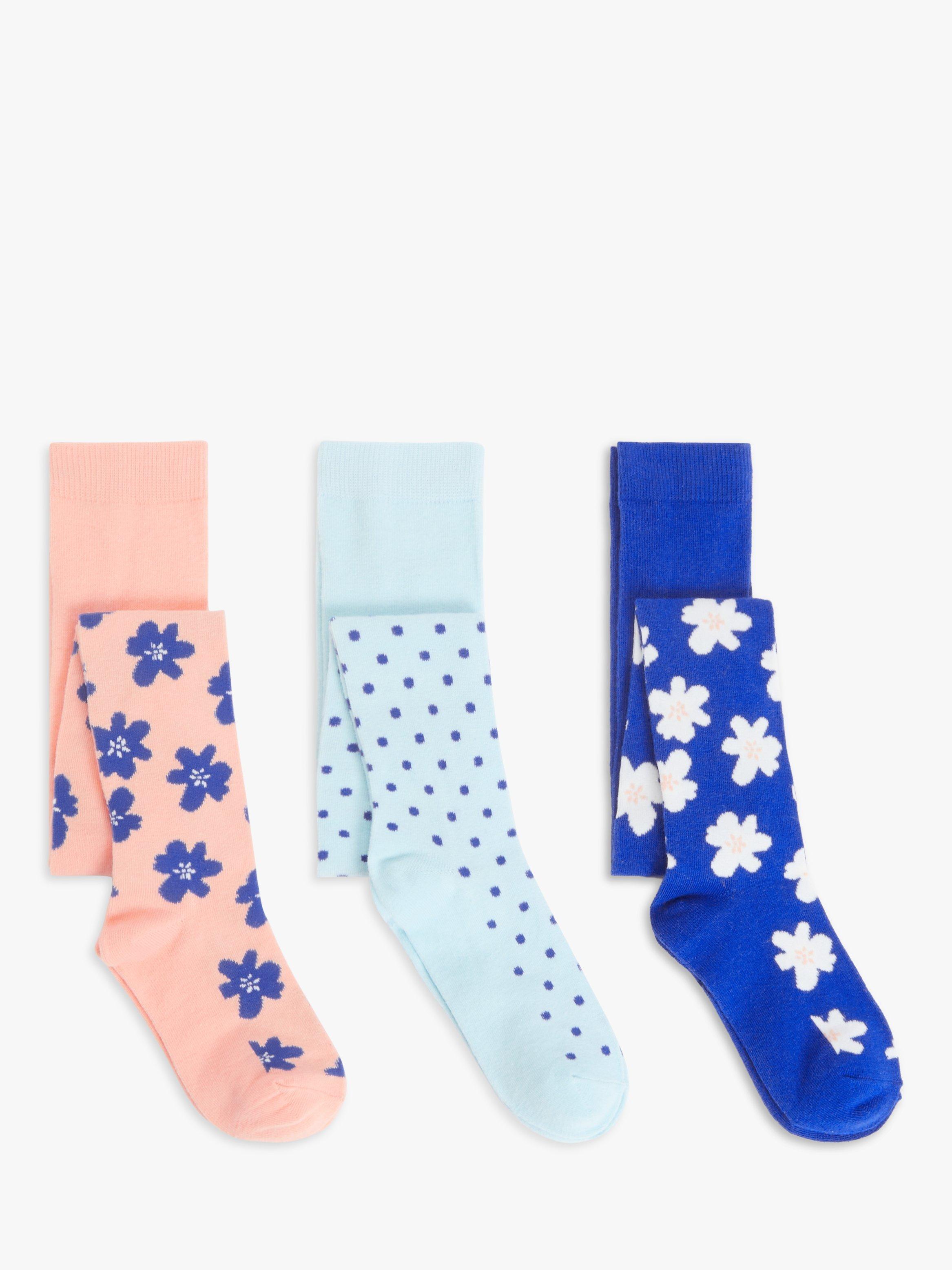 John Lewis ANYDAY Kids' Floral Spot Tights, Pack of 3, Multi