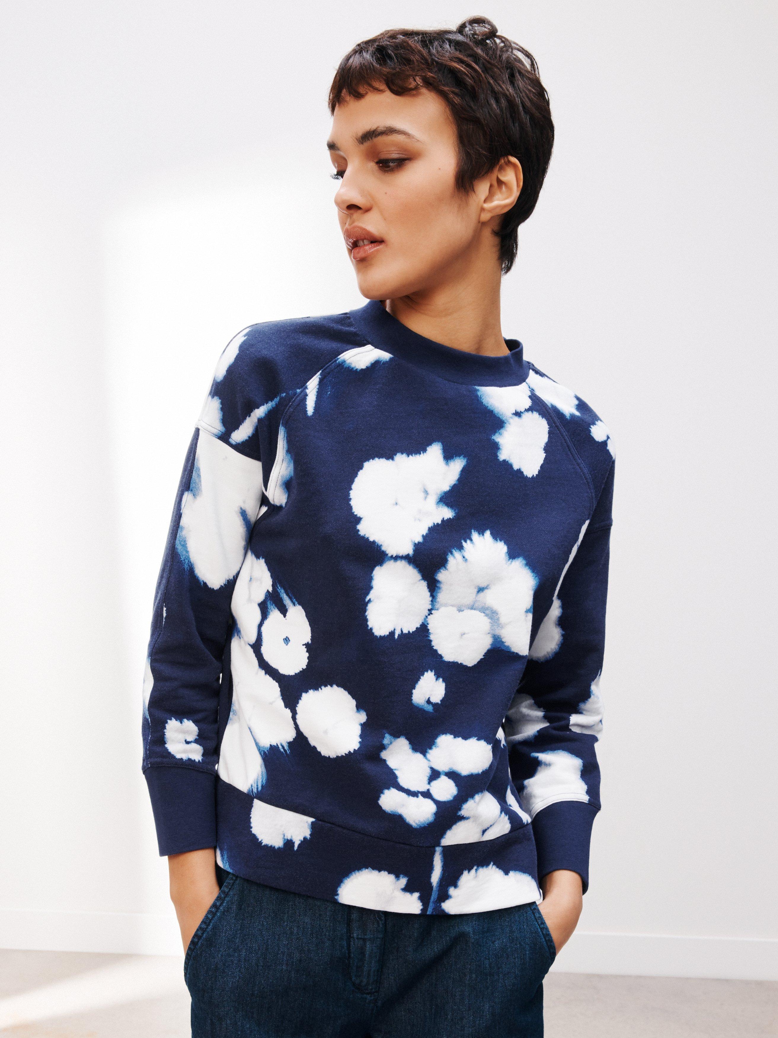 Kin Blurred Floral Jersey Sweatshirt, Mood Indigo