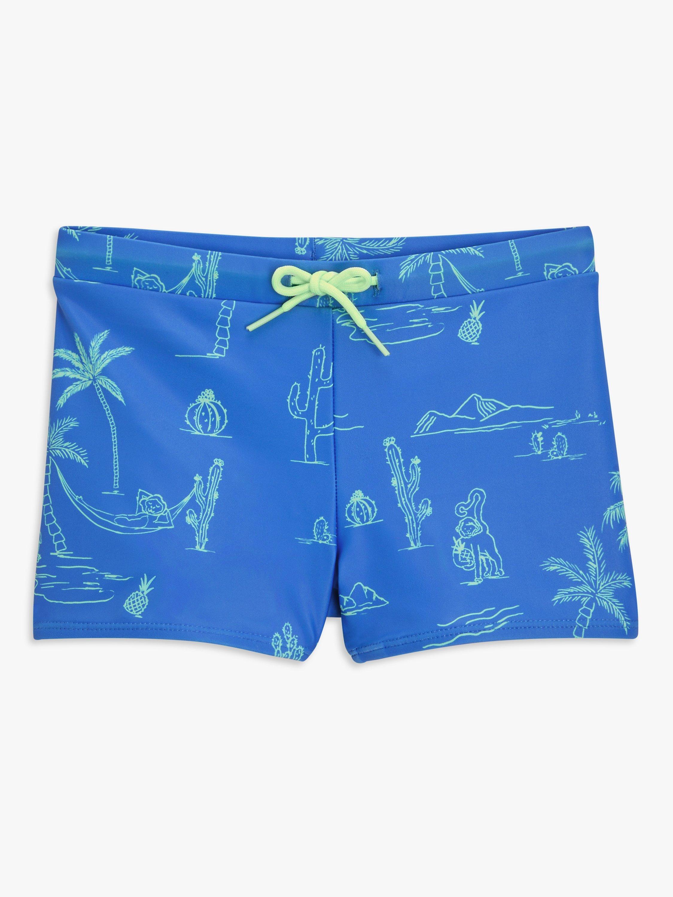 John Lewis Kids' Recycled Polyester Desert Island Swim Trunks, Blue