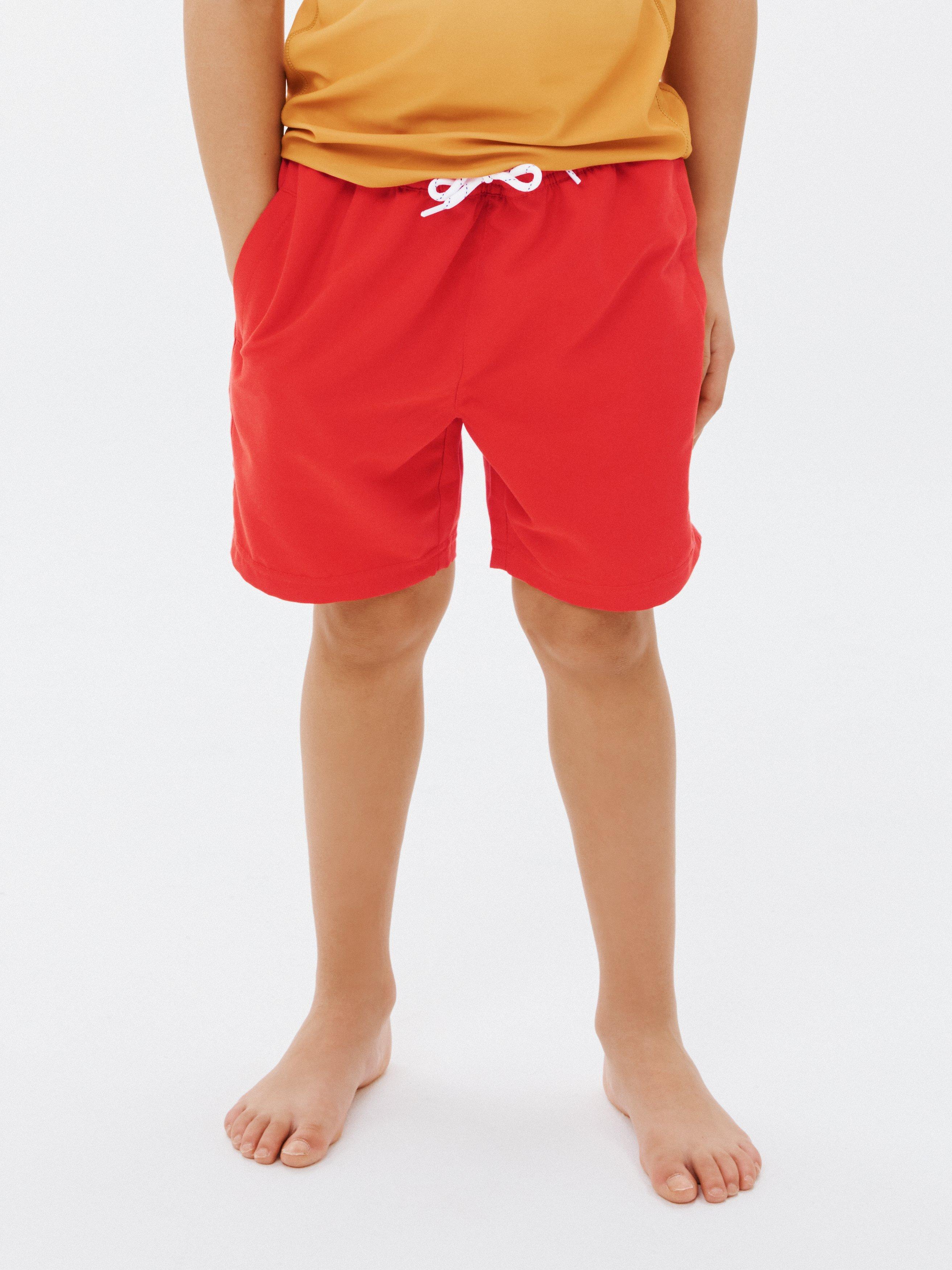 John Lewis Kids' Recycled Polyester Solid Swim Shorts, Red