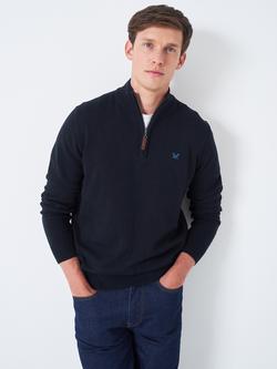Crew Clothing Organic Cotton Half-Zip Jumper, Black