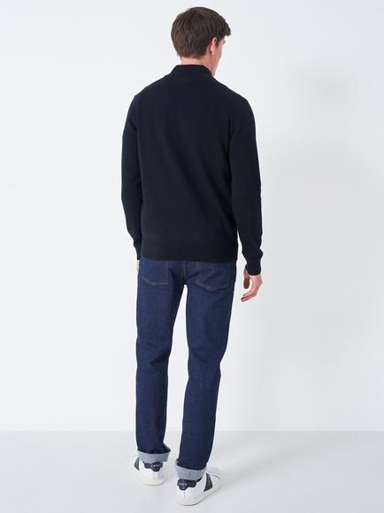 Crew Clothing Organic Cotton Half-Zip Jumper - view 2, Black