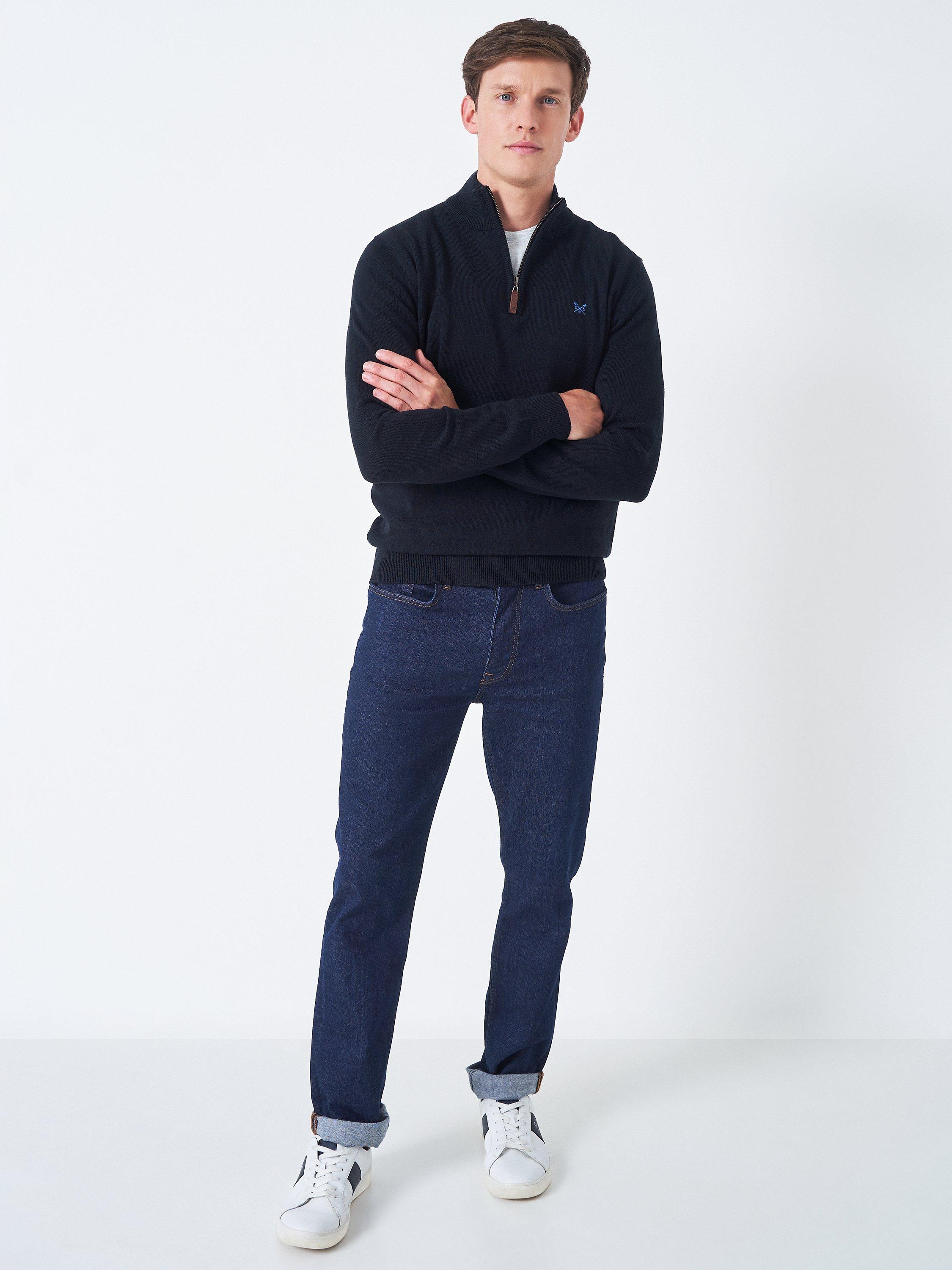 Product image 3 of 4, which shows Crew Clothing Organic Cotton Half-Zip Jumper, Black, XS