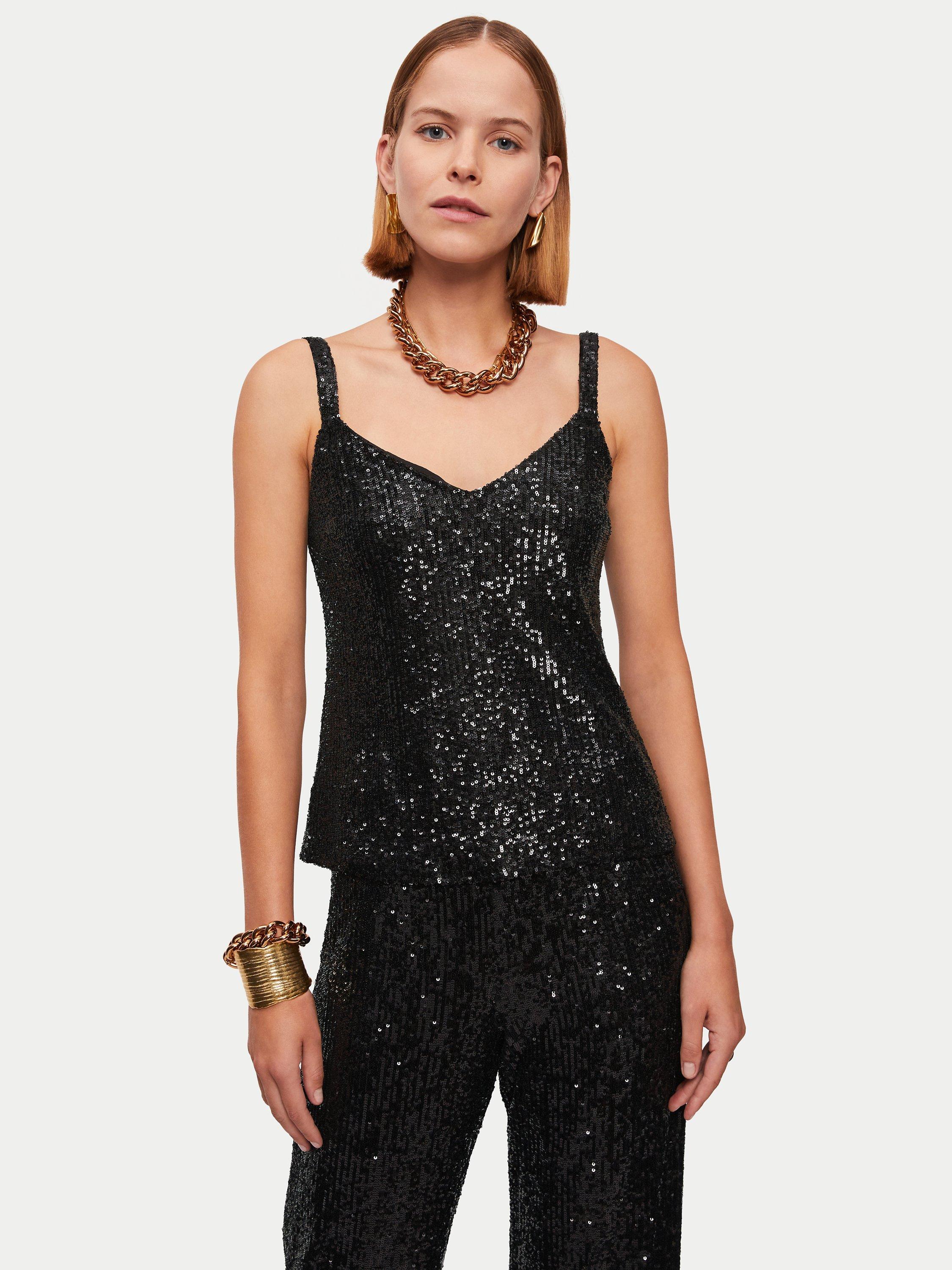Jigsaw Sequin Cami, Black