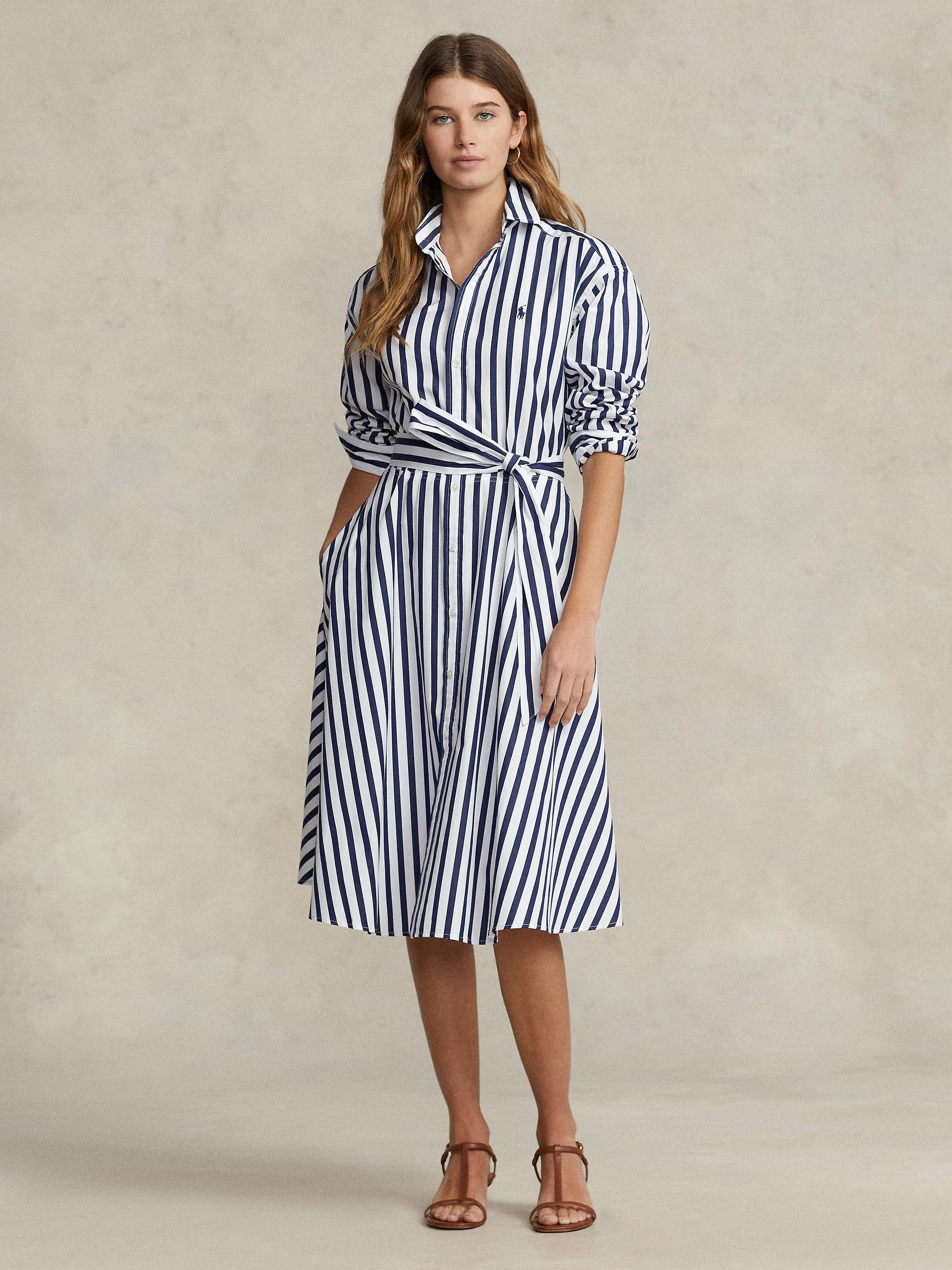 Polo Ralph Lauren Stripe Pony Shirt Dress Navy White