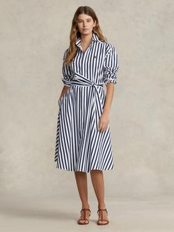 Polo Ralph Lauren Stripe Pony Shirt Dress, Navy/White, Navy/White