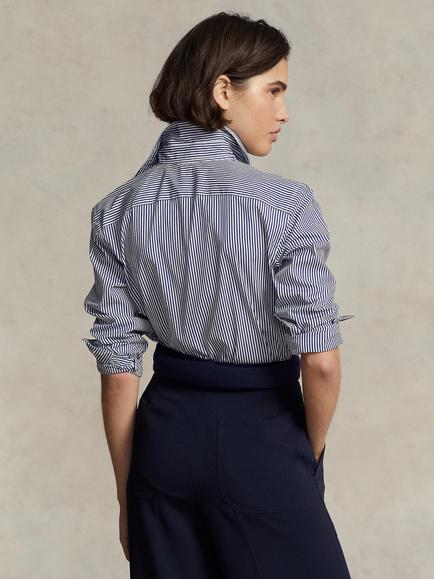 Polo Ralph Lauren Stripe Pony Long Sleeve Shirt, White/Fall Royal - view 2, White/Fall Royal