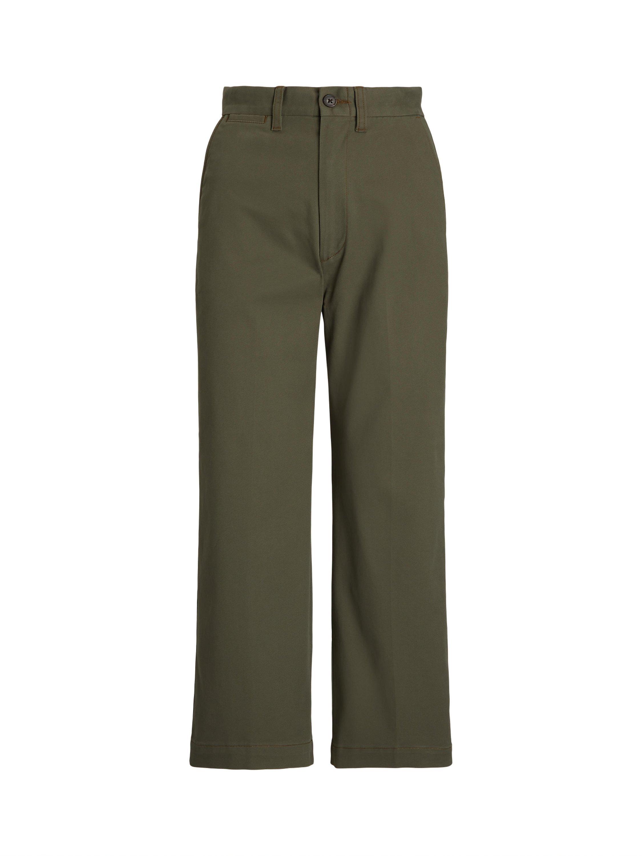 Product image 1 of 1, which shows Polo Ralph Lauren Wide Leg Cropped Chinos, British Olive, 8