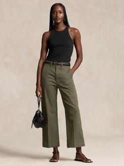 Polo Ralph Lauren Wide Leg Cropped Chinos, British Olive, British Olive