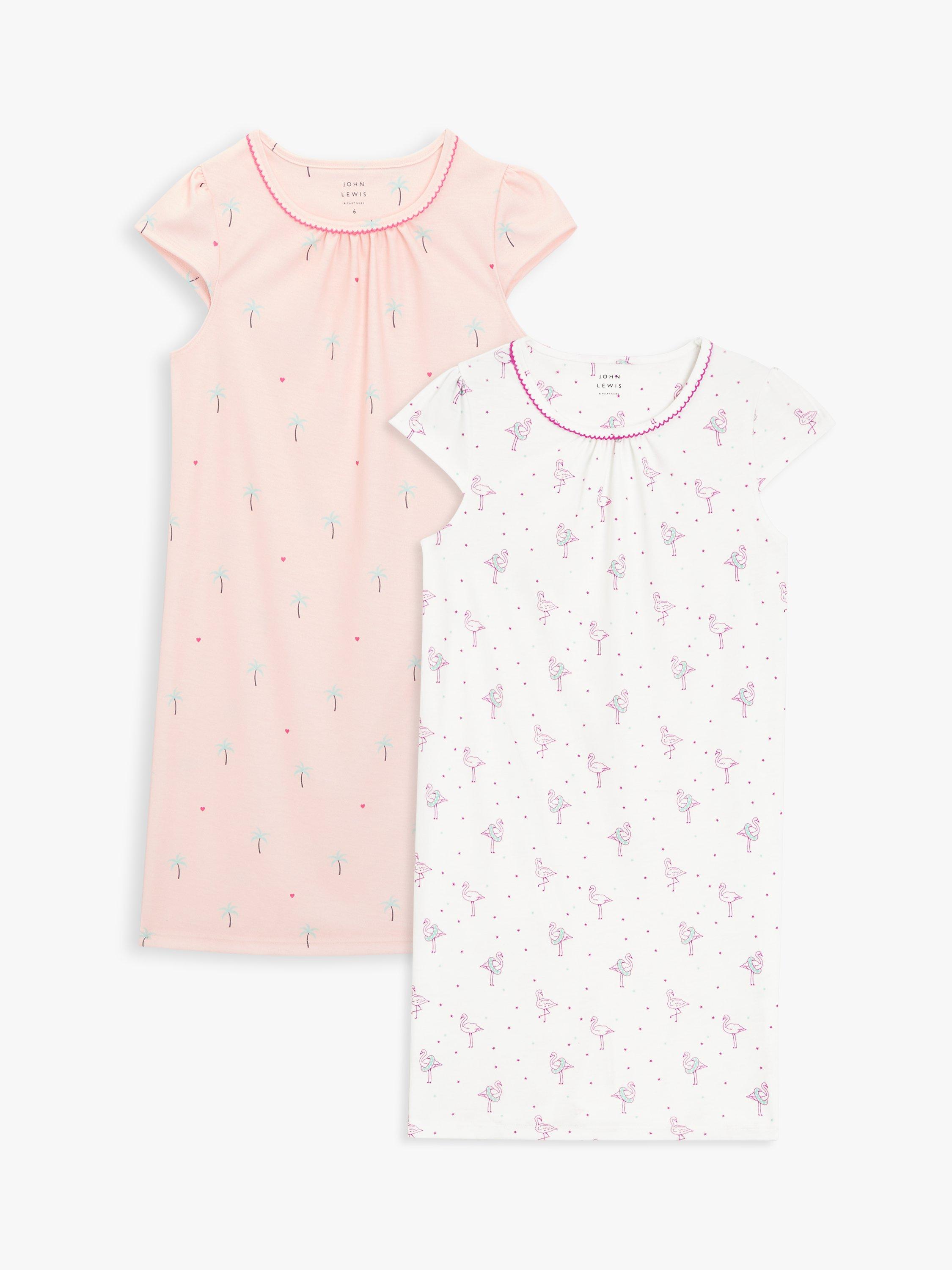 John Lewis Kids' Flamingo & Palm Nightdress Pack of 2, Multi