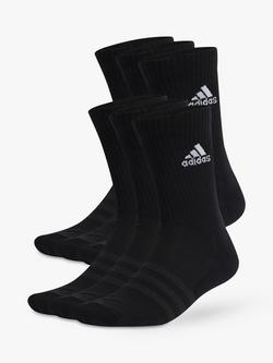 adidas Cushioned Crew Socks, Pack of 6, Black/White