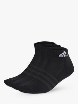 adidas Cushioned Ankle Gym Socks, Pack of 3, Black/White