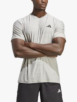 adidas Train Essentials Stretch Recycled Gym Top - view 2, Mgh Solid Grey/White